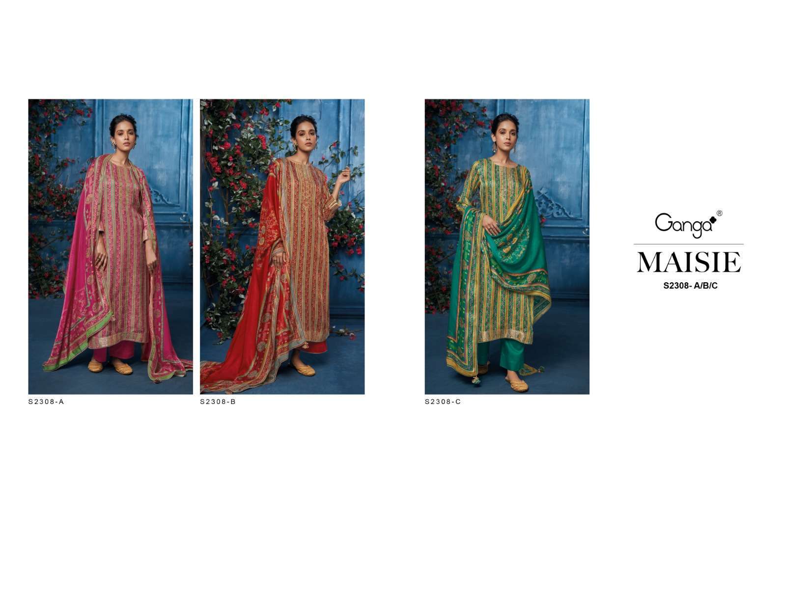 GANGA FASHION MAISIE 2308 GAJI SILK SALWER SUIT LATEST CATALOGUE WHOLESALER 