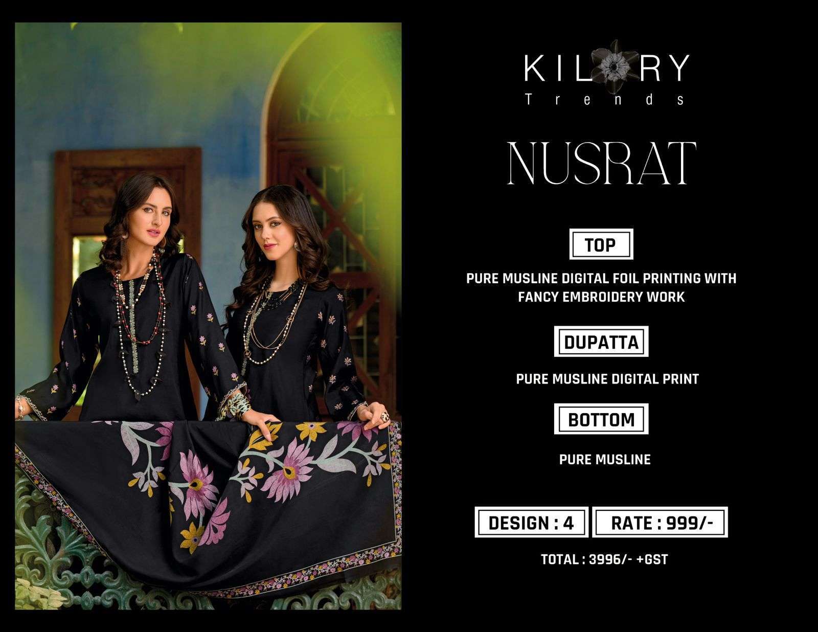 KILORY NUSRAT DESIGNER MUSLIN SUIT CATALOG EXPORTER KILORY SUIT 