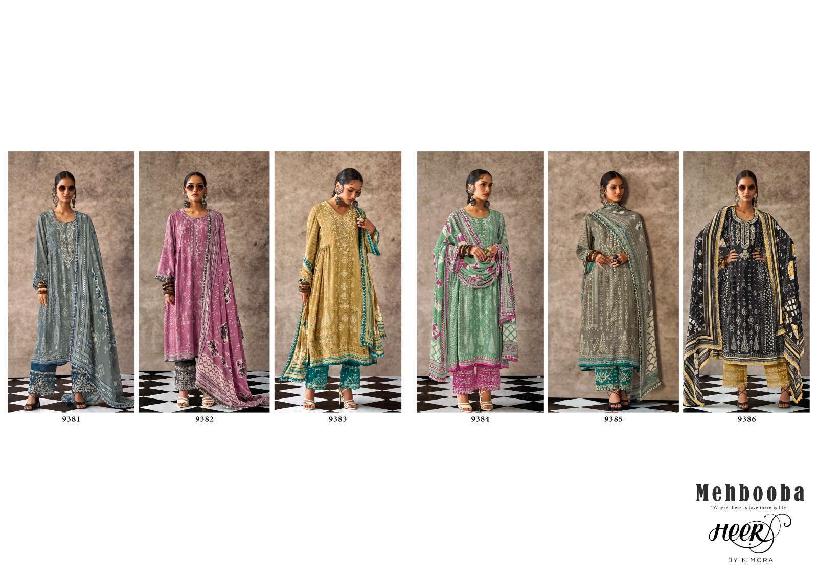 KIMORA HEER MEHBOOBA MUSLIN LADIES SUIT CATALOGUE WHOLESALER IN SURAT 2024