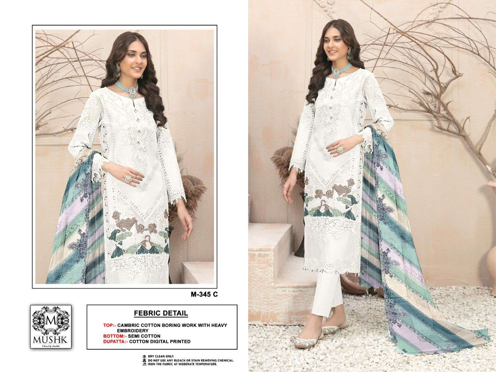 MUSHQ M 345 COLORS HEAVY EMBROIDERY COTTON LADIES SUIT SUPPLIER 