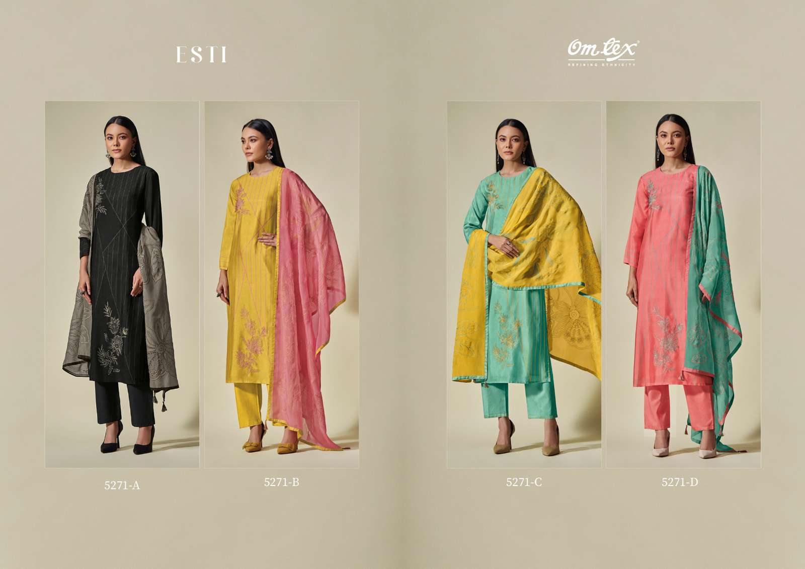 OMTEX ESTI DESIGNER SILK EXCLUSIVE PARTYWEAR LADIES SUIT CATALOGUE DEALER