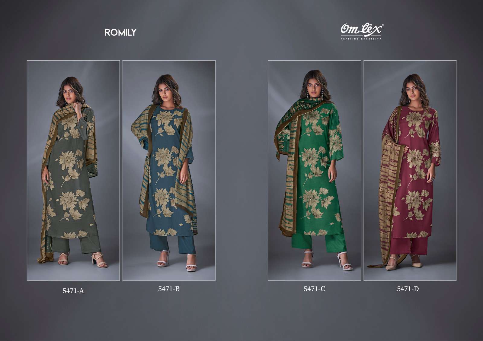 OMTEX ROMILY DESIGNER SILK LADIES SUIT CATALOGUE WHOLESALER IN SURAT 2024