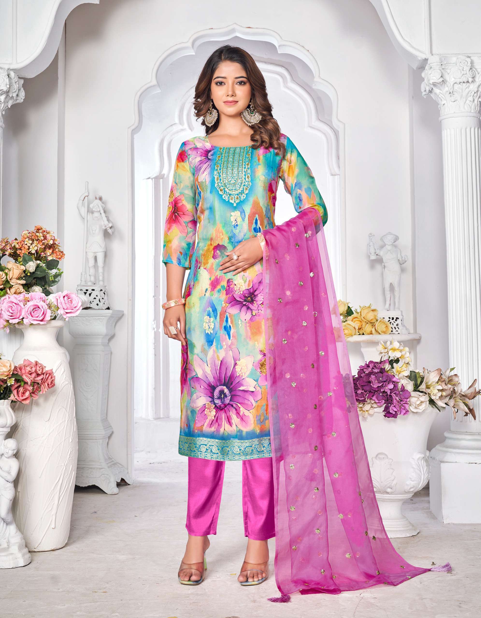 RADHIKA LIFESTYLE GULNAZ VOL 3 ORGANZA KURTI PANT WITH DUPATTA LATEST CATALOGUE 2024