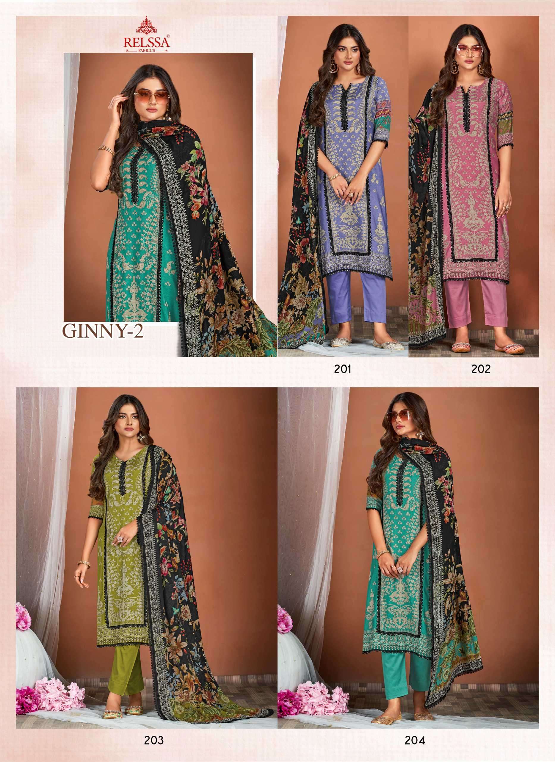 RELSSA GINNY VOL 2 HANDWORK MUSLIN SUIT CATALOGUE WHOLESALER IN SURAT 2024