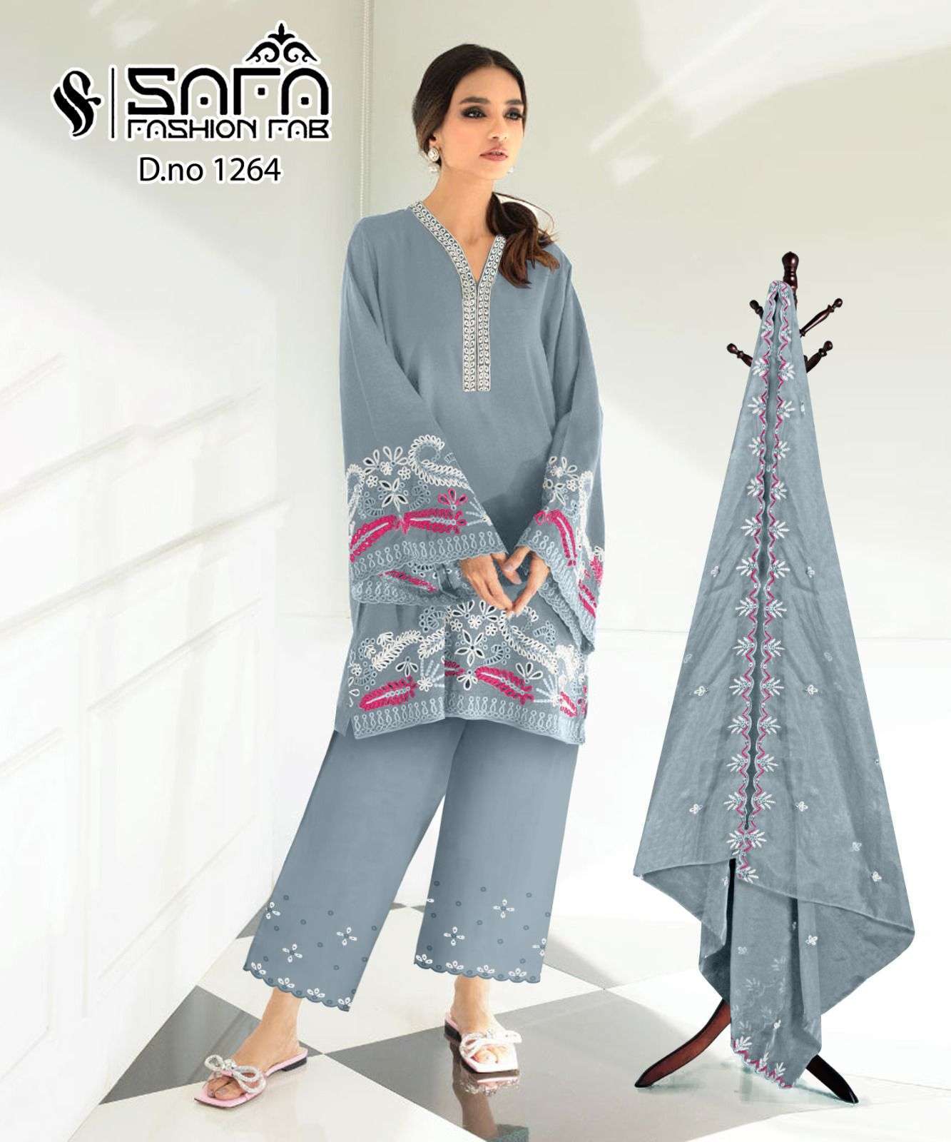 SAFA FASHION FAB 1264 READYMADE PAKISTANI TOP BOTTOM WITH DUPATTA LATEST CATALOGUE 2024