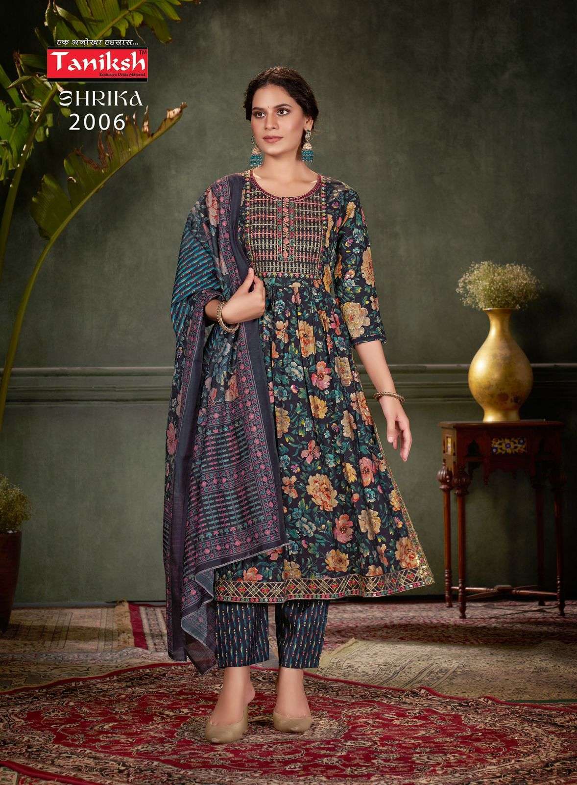 TANIKSH SHRIKA VOL 2 MUSLIN KURTI BOTTOM WITH DUPATTA LATEST CATALOGUE 2024