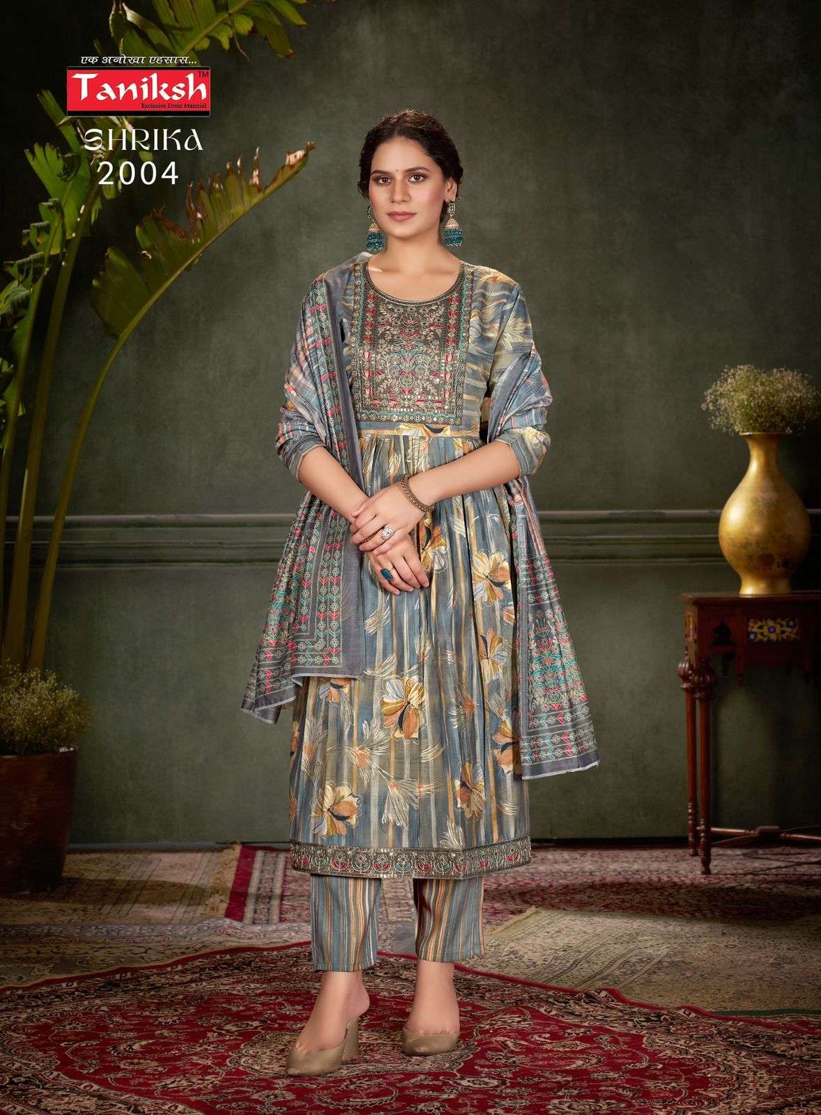 TANIKSH SHRIKA VOL 2 MUSLIN KURTI BOTTOM WITH DUPATTA LATEST CATALOGUE 2024