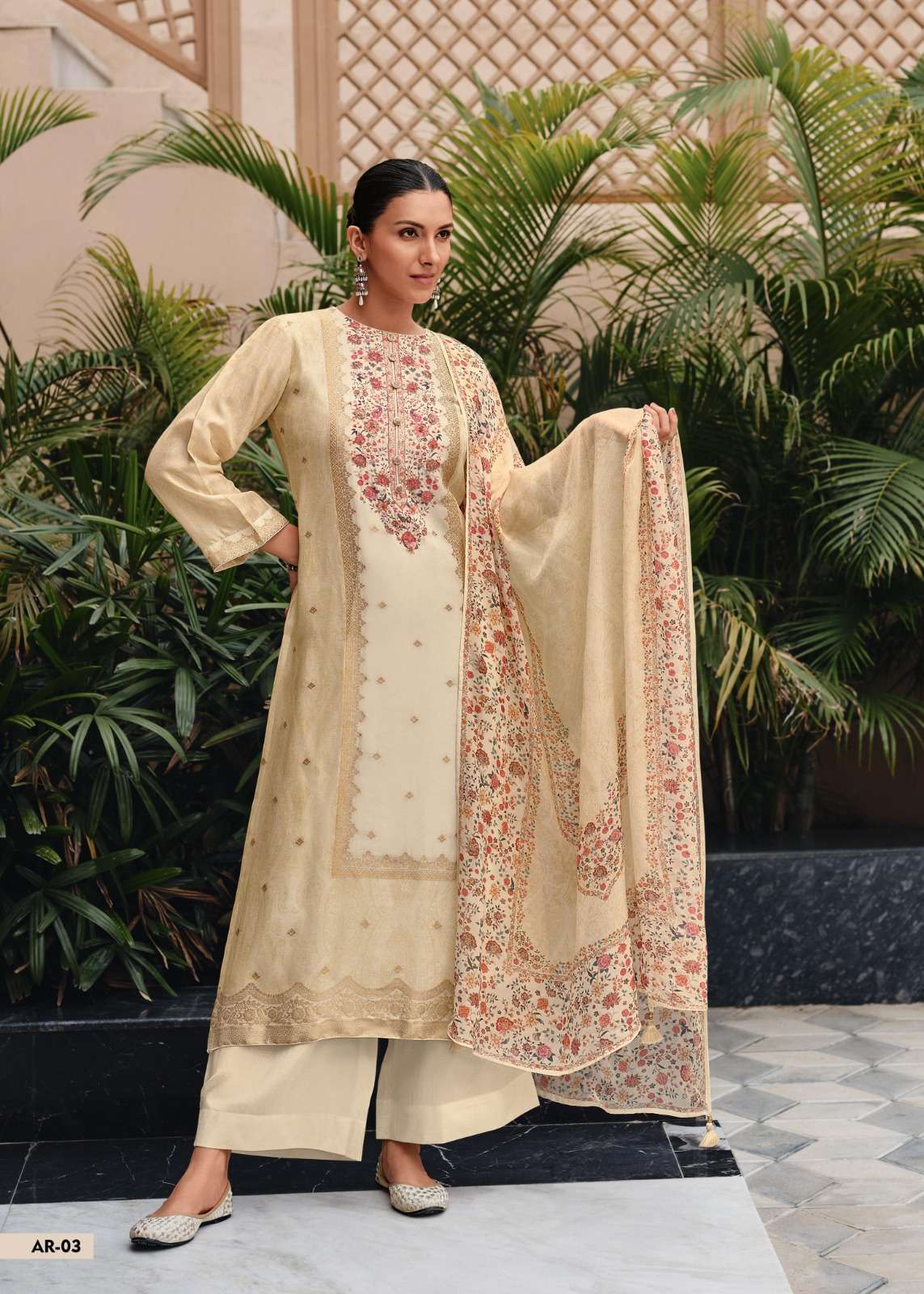 VARSHA AAROHA DESIGNER RUSSIAN SILK SUIT LATEST CATALOG EXPORTER 