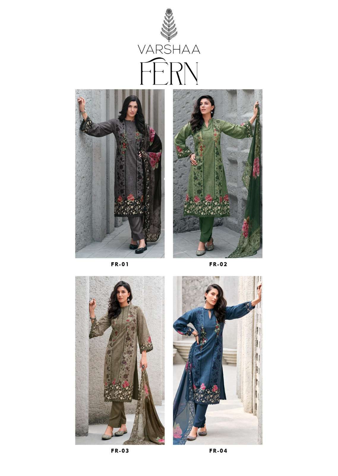 VARSHA FERN DESIGNER COTTON LADIES SUIT CATALOG EXPORTER IN SURAT 2024