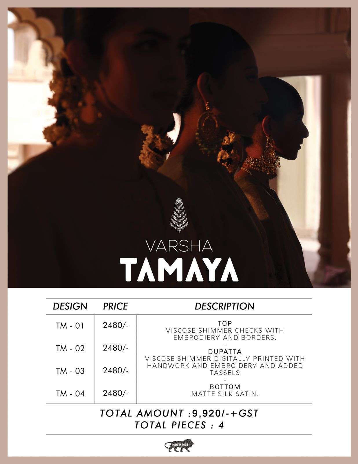 VARSHA TAMAYA PARTYWEAR DESIGN LADIES SUIT CATALOG EXPORTER 