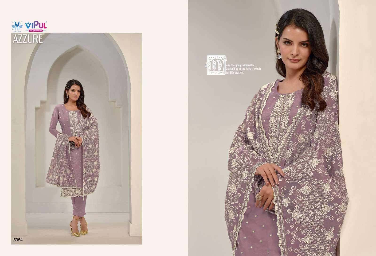 VIPUL AZZURE ORGANZA SALWER SUIT CATALOG WHOLESALER IN SURAT 2024