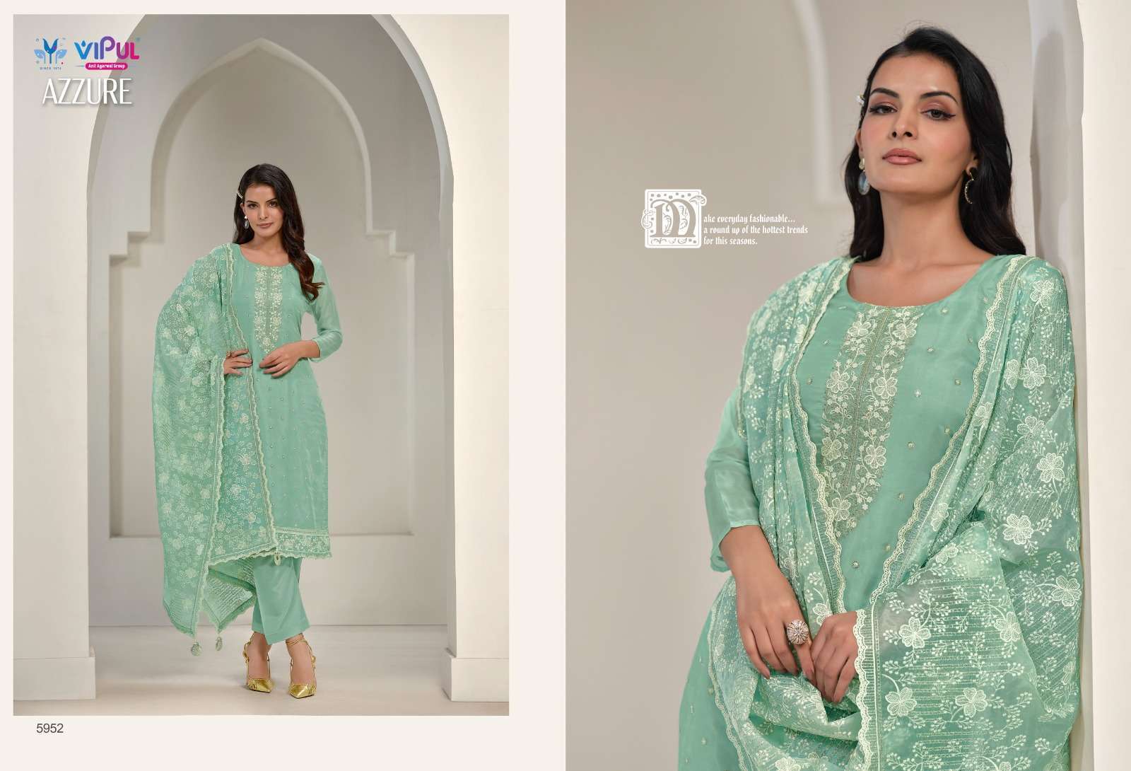 VIPUL AZZURE ORGANZA SALWER SUIT CATALOG WHOLESALER IN SURAT 2024