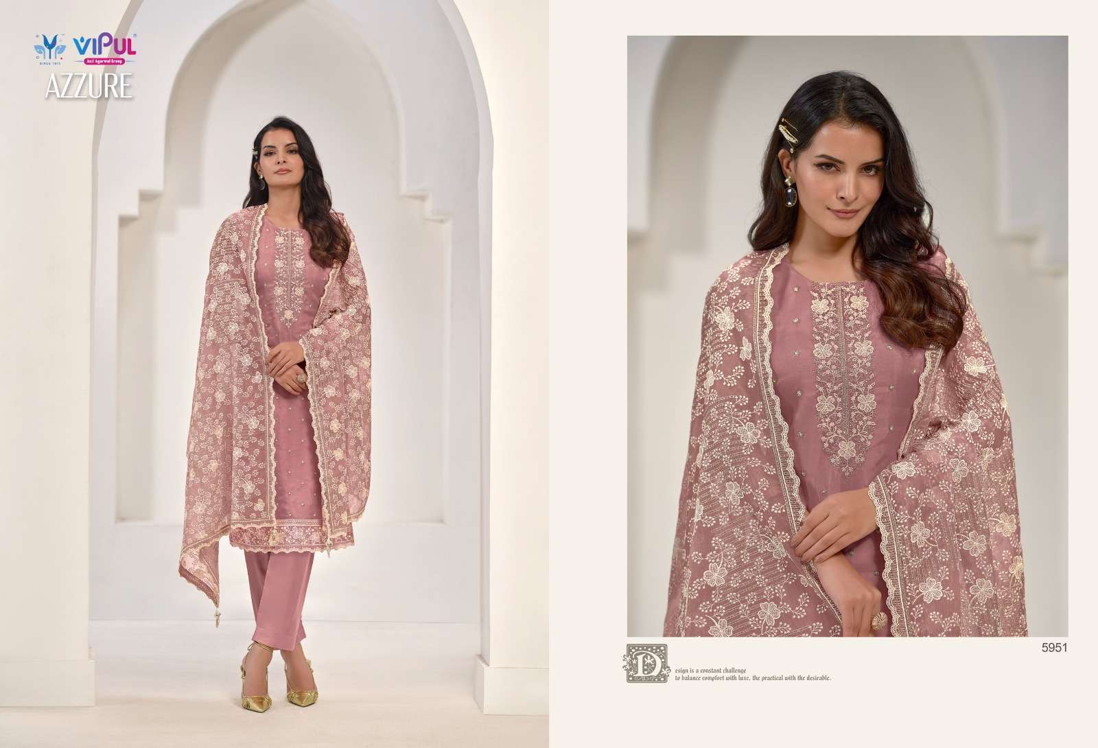 VIPUL AZZURE ORGANZA SALWER SUIT CATALOG WHOLESALER IN SURAT 2024