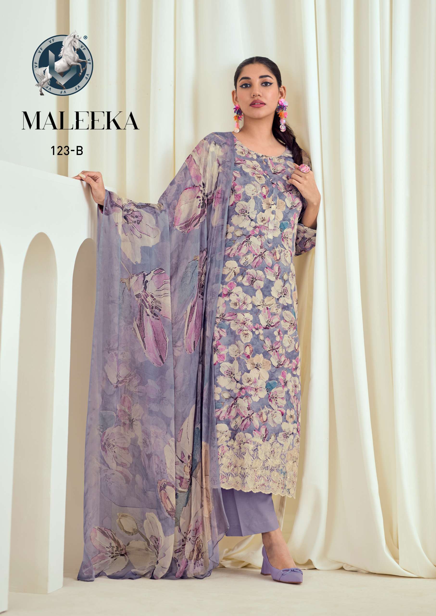 VIVEK FASHION MALEEKA EMBROIDERY WORK MUSLIN SUIT CATALOG WHOLESALER 
