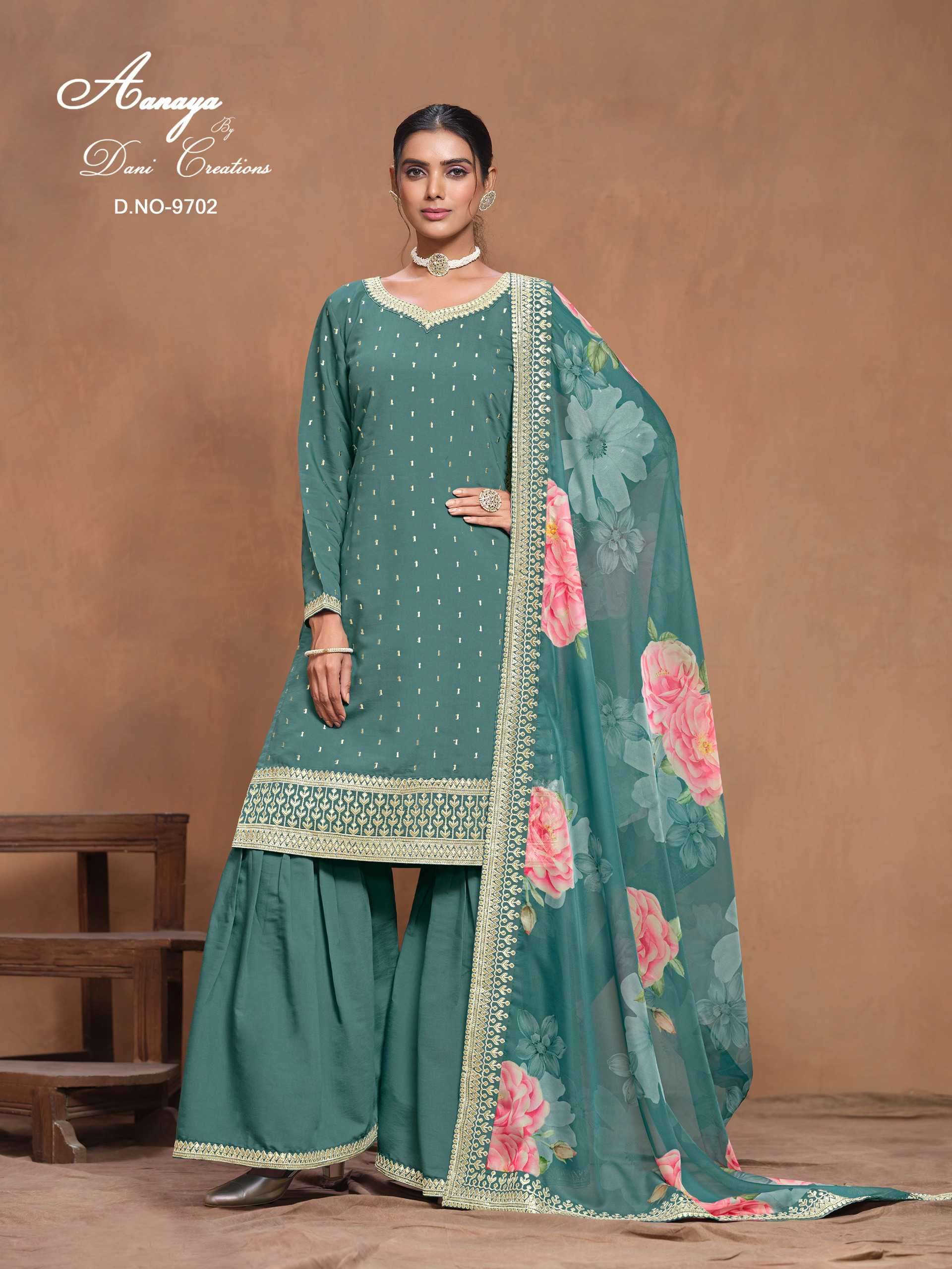 AANAYA VOL 197 9701 TO 9704 DESIGNER SILK SUIT CATALOGUE WHOLESALE PRICE DEALER 2024