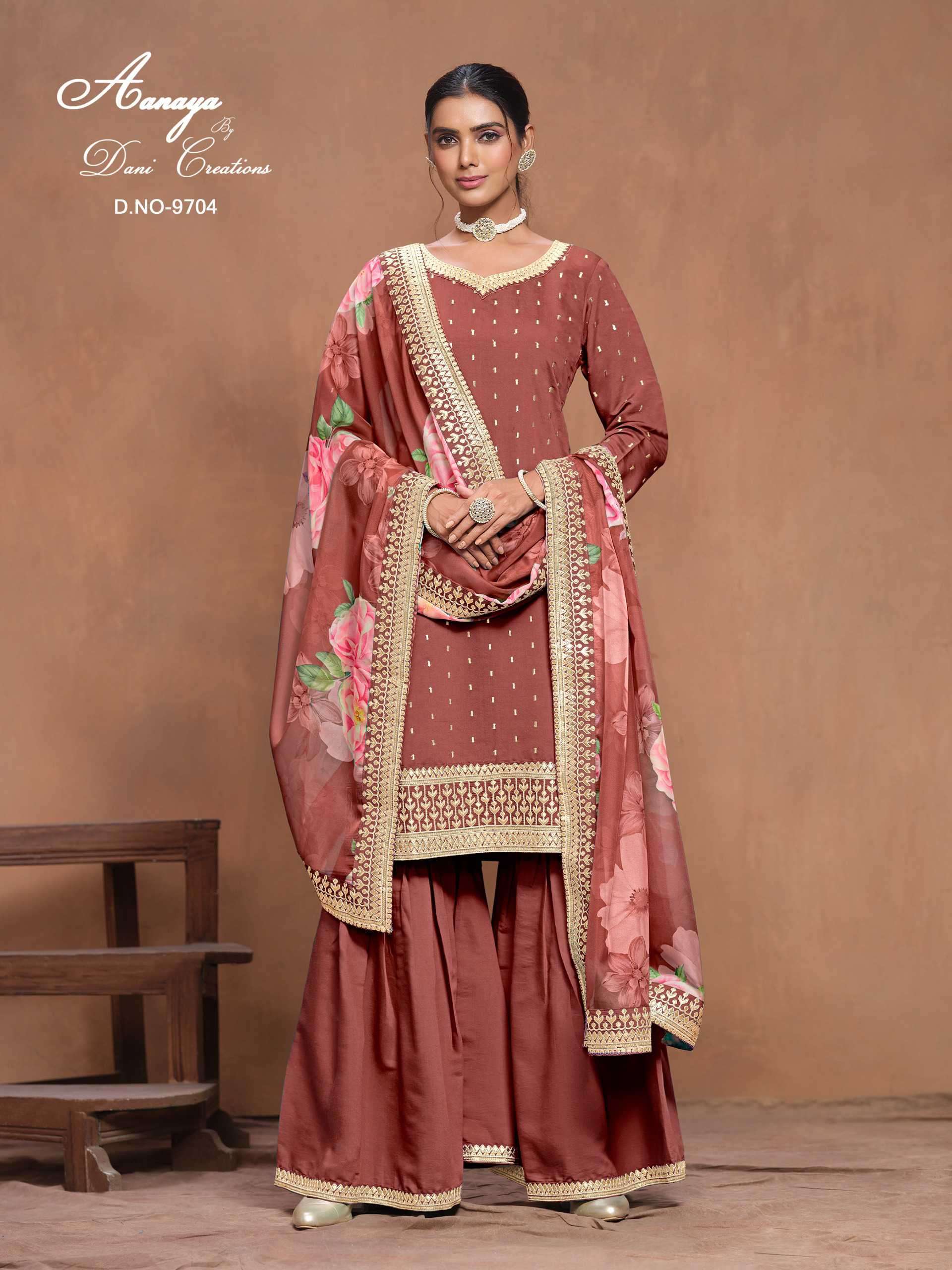 AANAYA VOL 197 9701 TO 9704 DESIGNER SILK SUIT CATALOGUE WHOLESALE PRICE DEALER 2024