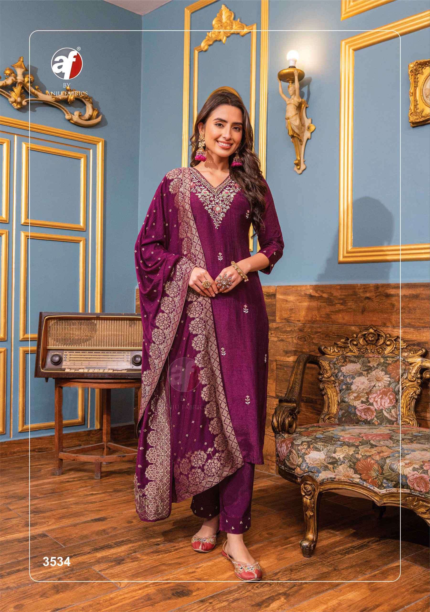 AF STOCK OUT GHUNGHAT VOL 10 BY ANJU FABRICS STYLISH KURTI PANT WITH DUPATTA LATEST CATALOGUE 2024