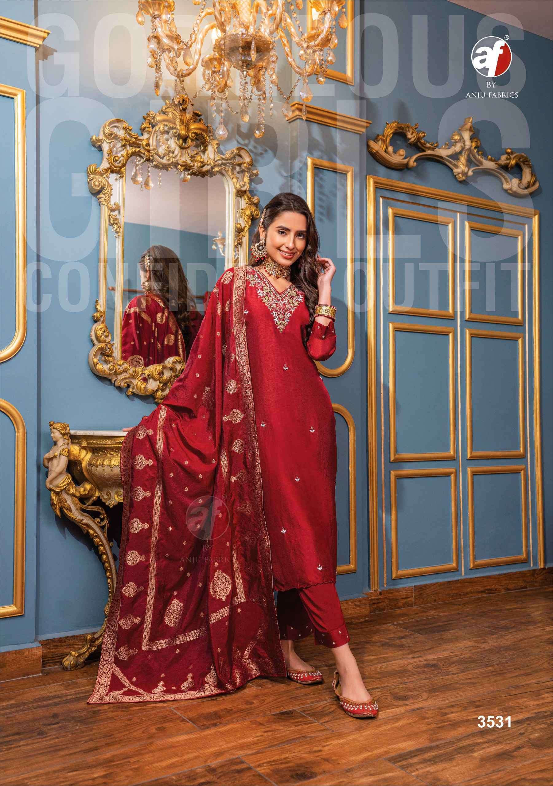 AF STOCK OUT GHUNGHAT VOL 10 BY ANJU FABRICS STYLISH KURTI PANT WITH DUPATTA LATEST CATALOGUE 2024