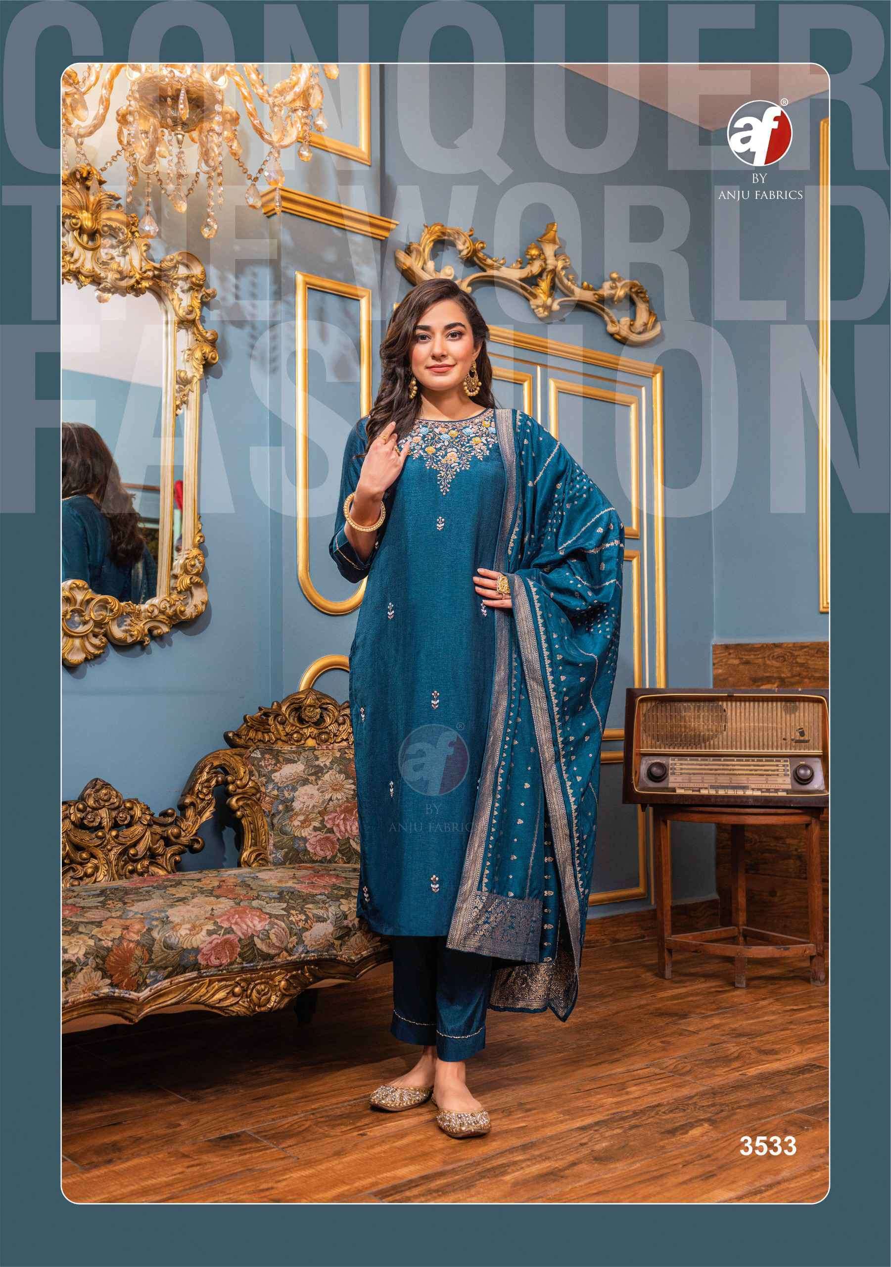 AF STOCK OUT GHUNGHAT VOL 10 BY ANJU FABRICS STYLISH KURTI PANT WITH DUPATTA LATEST CATALOGUE 2024
