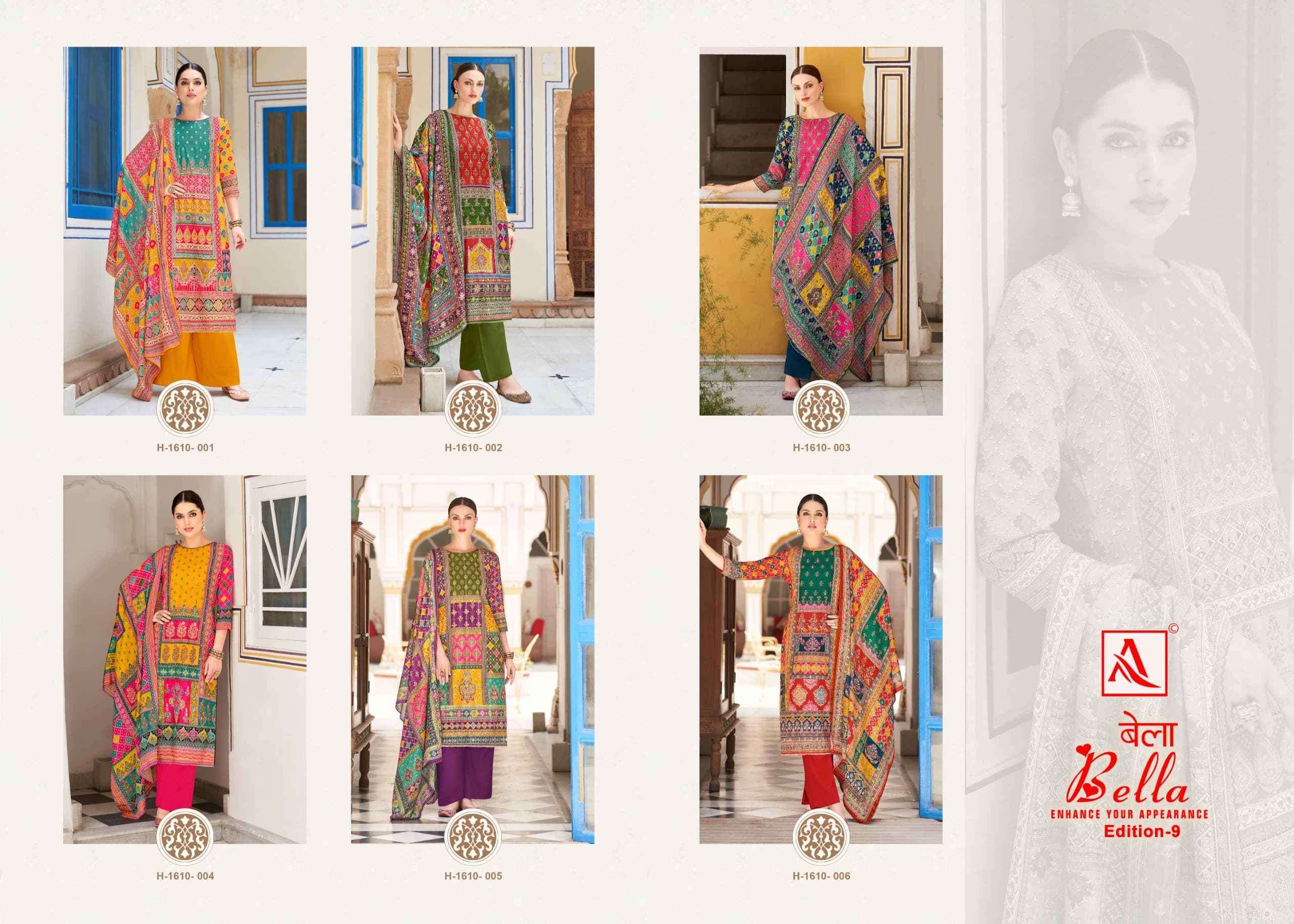 ALOK SUIT BELLA EDITION 9 PURE MUSLIN LADIES SUIT CATALOG EXPORTER IN SURAT 