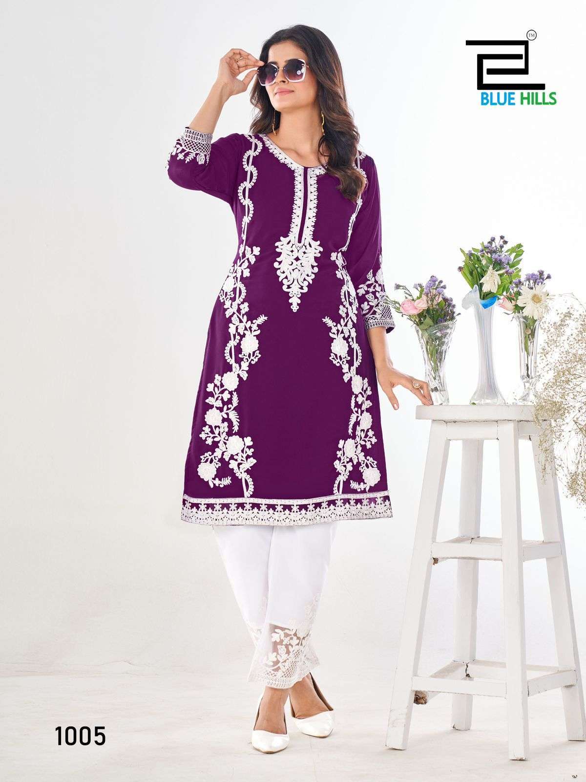 BLUE HILLS AHANA GEORGETTE KURTI PANT SETS CATALOGUE WHOLESALE PRICE 2024