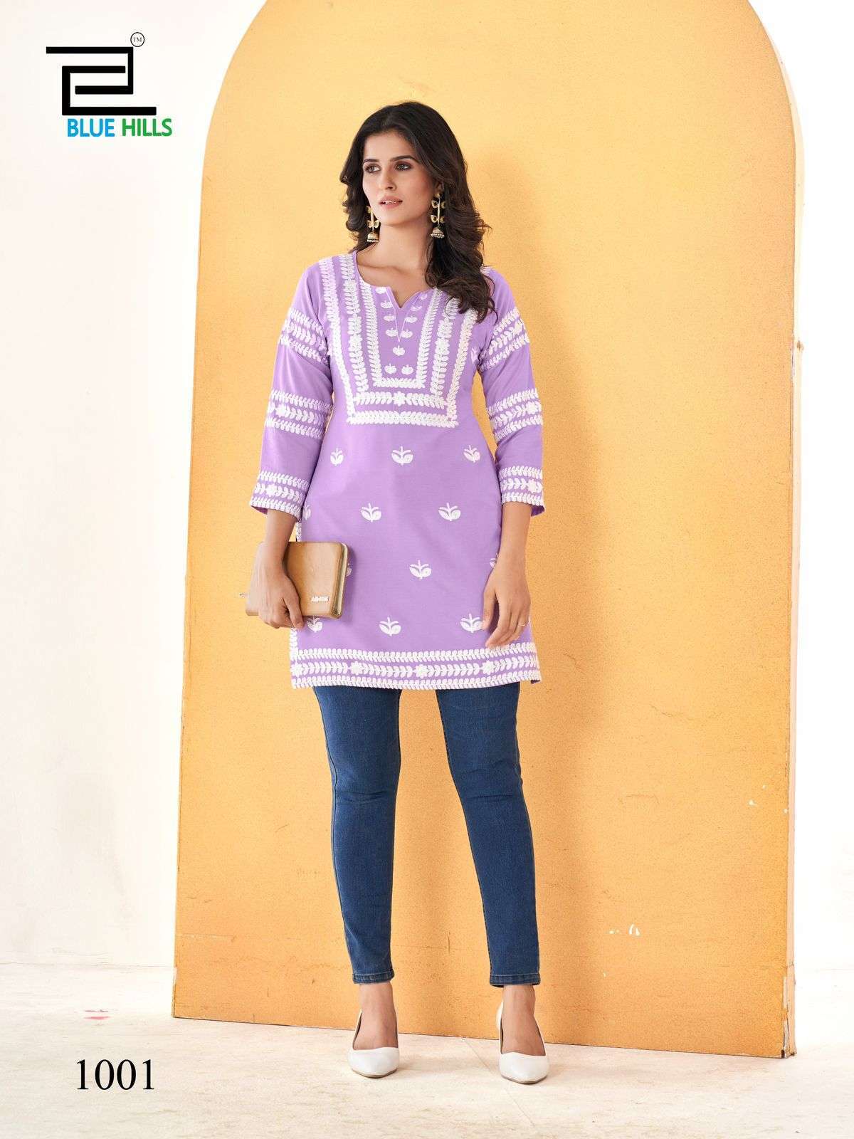 BLUE HILLS HOLA READYMADE SHORT KURTI CATALOG SUPPLIER BEST RATE DEALER 