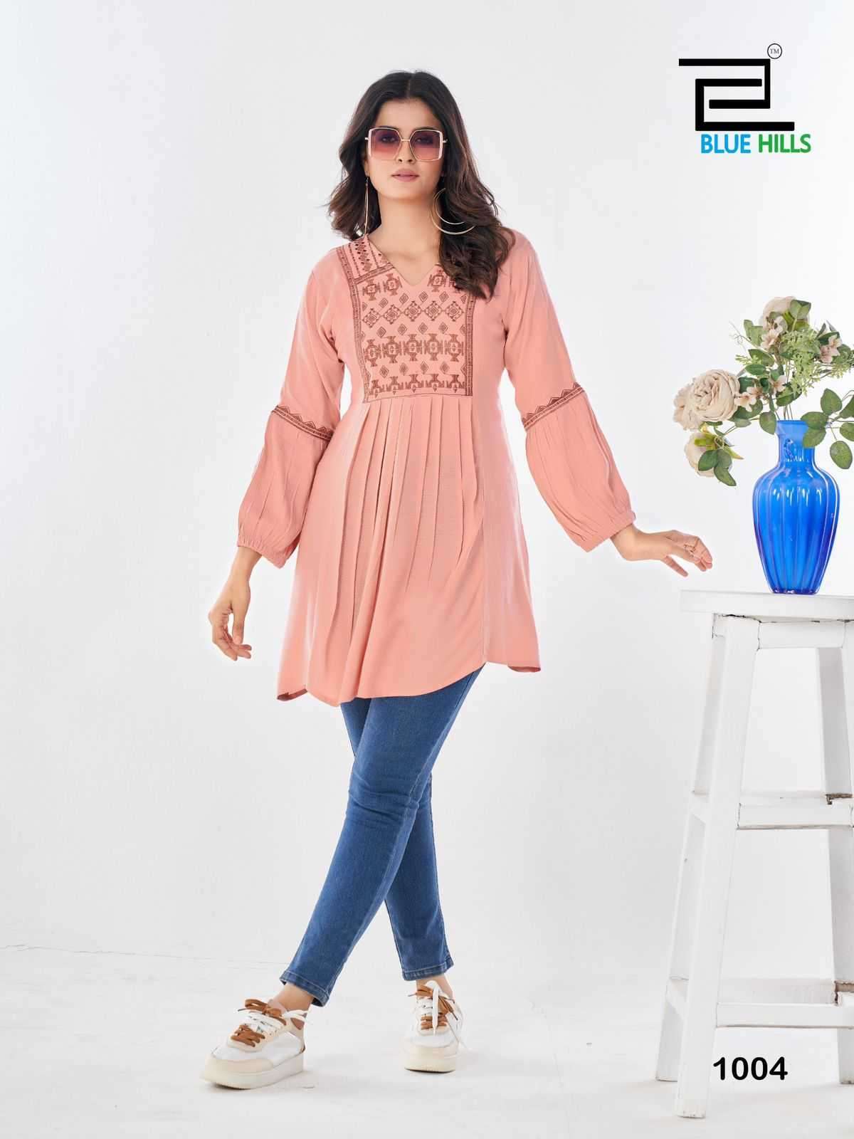 BLUE HILLS LATEST CATALOGUE MANU BHAKER RAYON KURTI COLLECTION WHOLESALE PRICE DEALER 