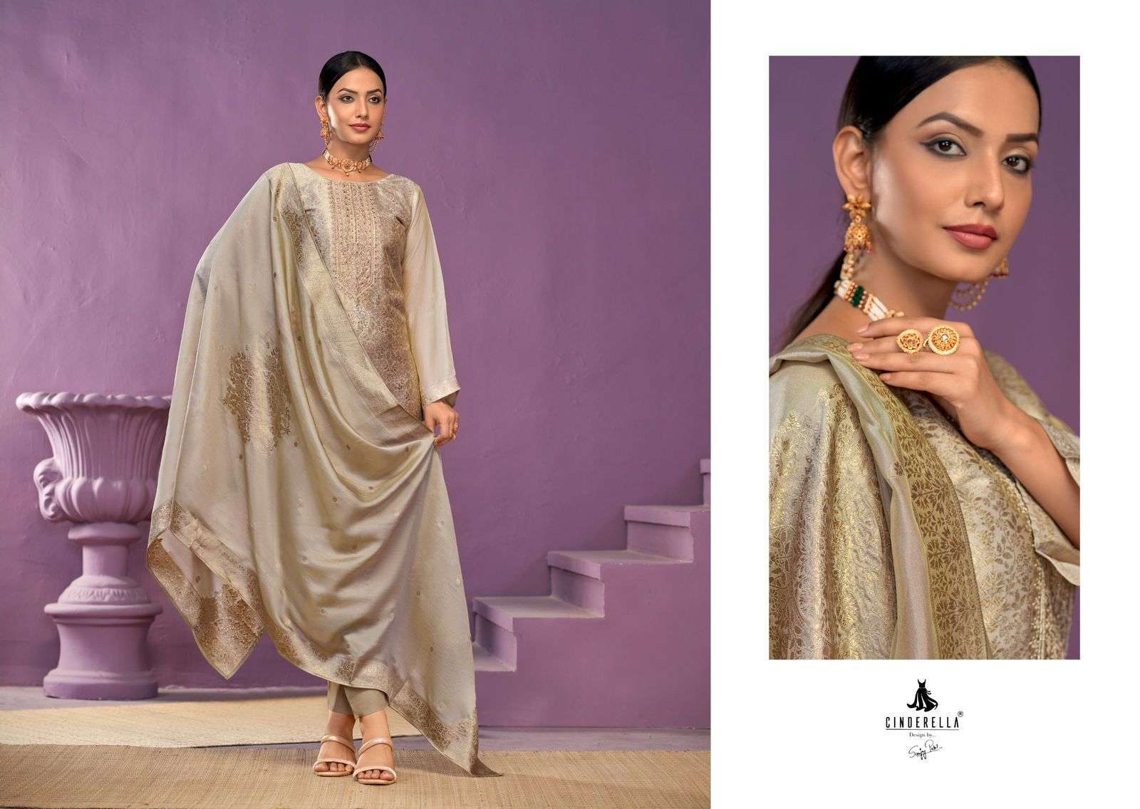 CINDERELLA KEEVA BANGLORY JACQUARD SILK PARTYWEAR SUIT CATALOG DEALER 2024