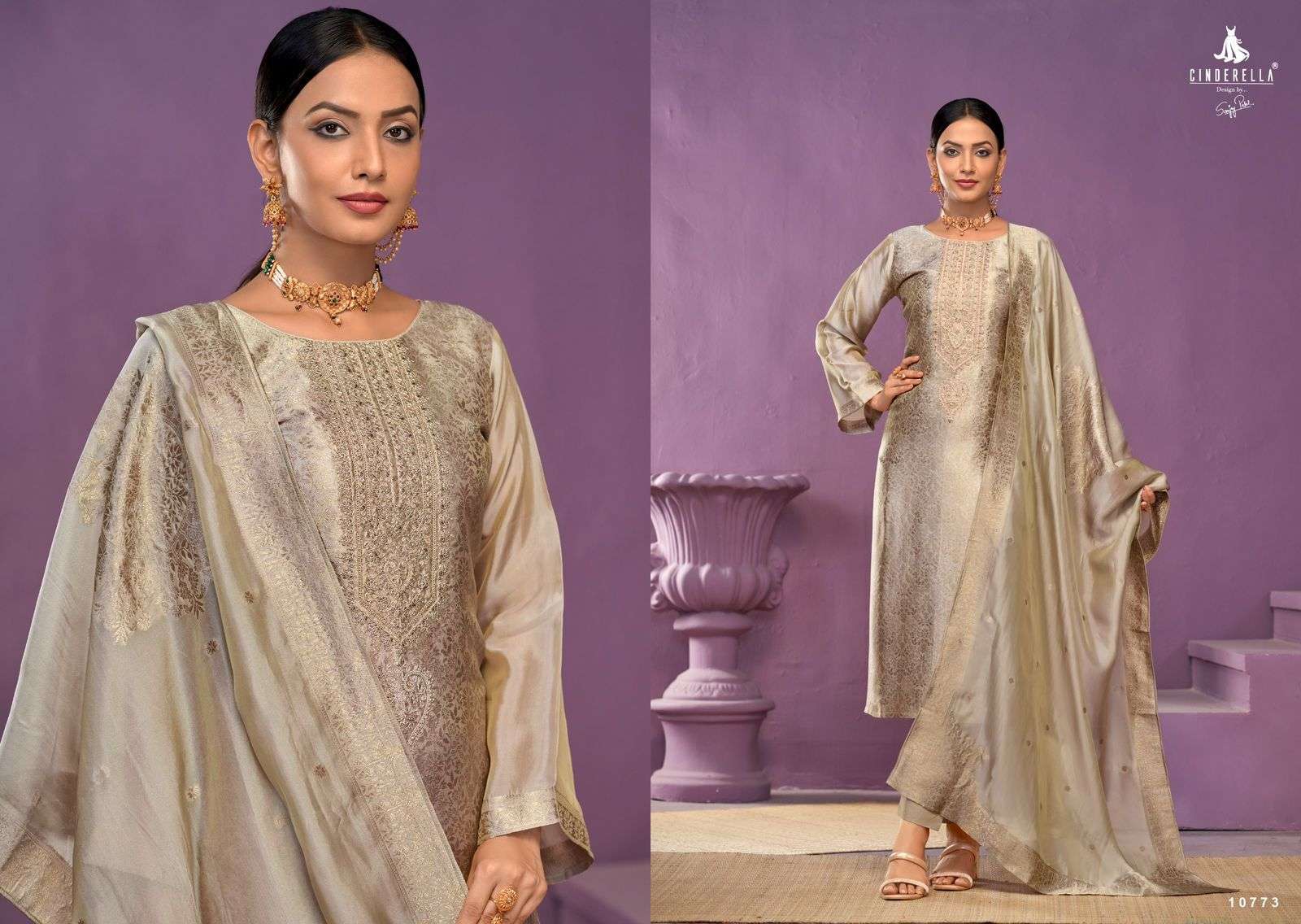 CINDERELLA KEEVA BANGLORY JACQUARD SILK PARTYWEAR SUIT CATALOG DEALER 2024