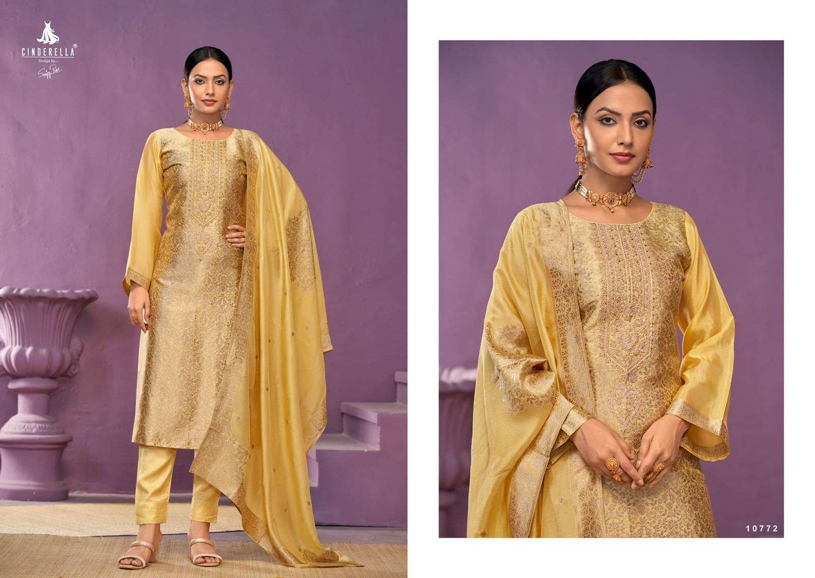 CINDERELLA KEEVA BANGLORY JACQUARD SILK PARTYWEAR SUIT CATALOG DEALER 2024