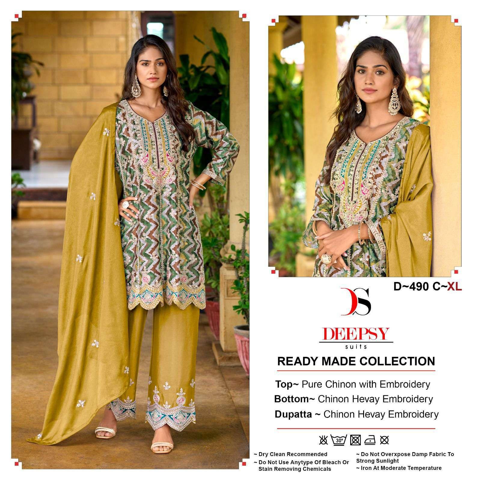 DEEPSY D 490 COLORS PAKISTANI DESIGNER PEPLUM SUIT READYMADE COLLECTION EXPORTER 