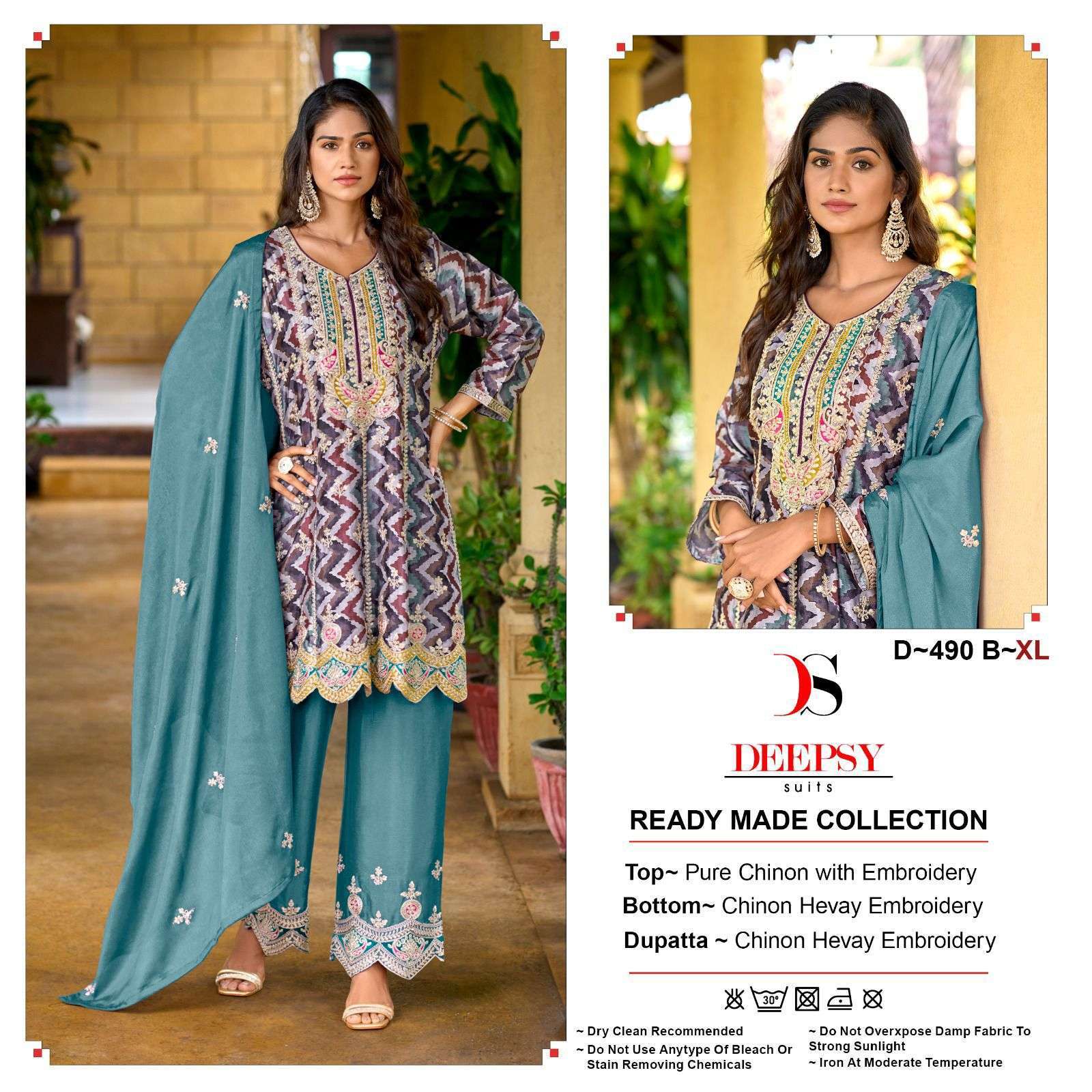 DEEPSY D 490 COLORS PAKISTANI DESIGNER PEPLUM SUIT READYMADE COLLECTION EXPORTER 