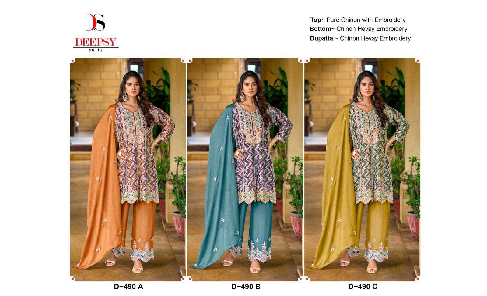 DEEPSY D 490 COLORS PAKISTANI DESIGNER PEPLUM SUIT READYMADE COLLECTION EXPORTER 