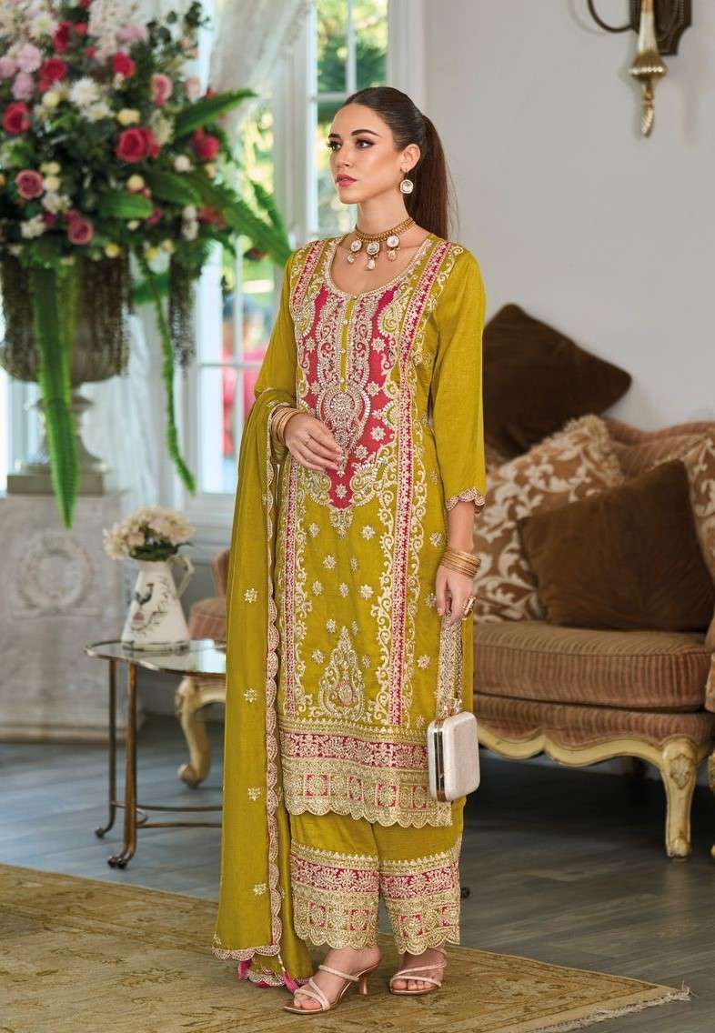 EBA LIFESTYLE SAHIBA PREMIUM DESIGN SILK HEAVY PALAZZO SUIT CATALOGUE EBA SUIT EXPORTER 