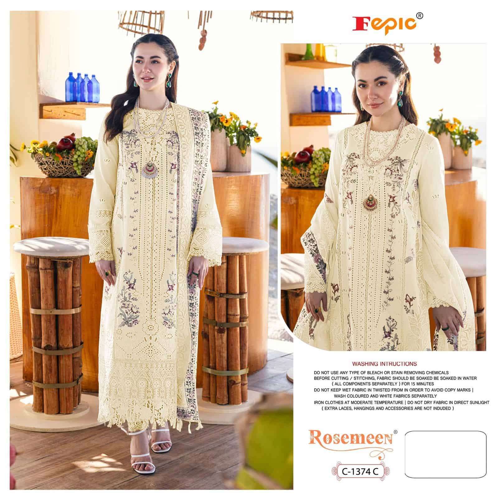 FEPIC C 1374 COLORS PAKISTANI DESIGN PURE COTTON SALWER KAMEEZ WHOLESALER 2024