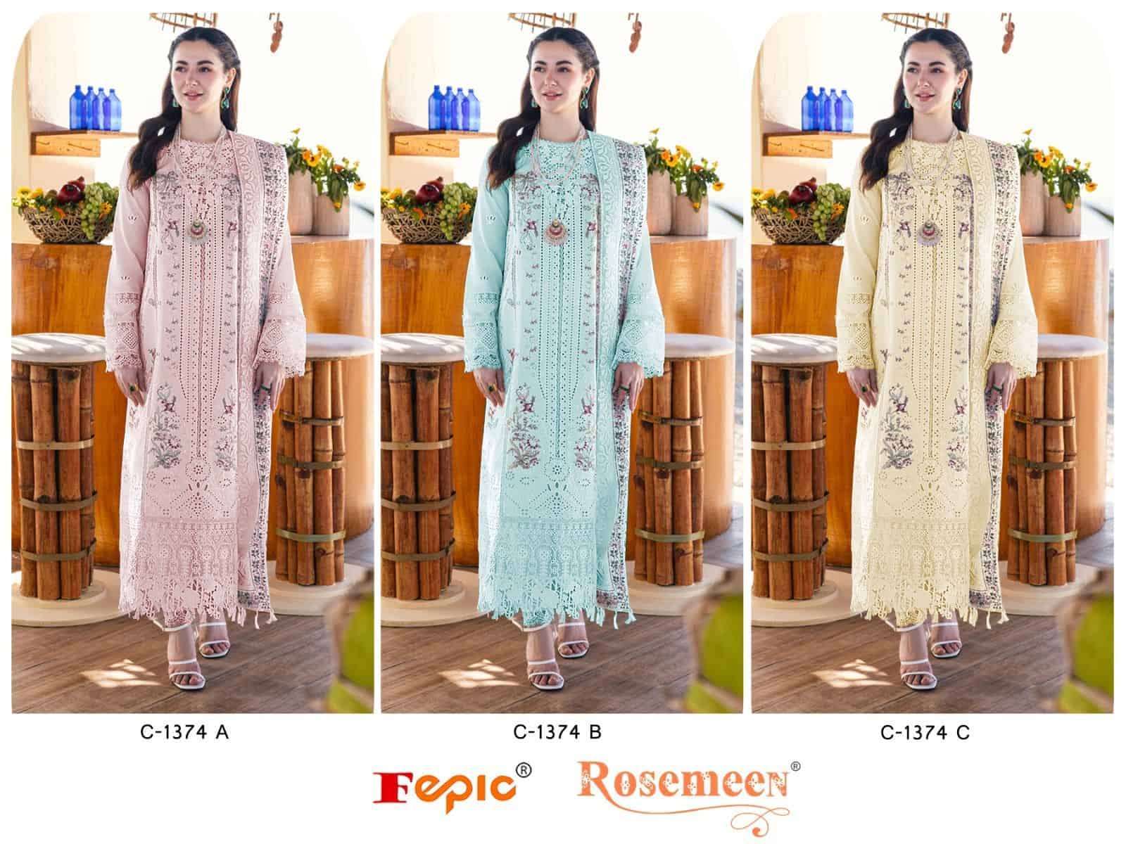 FEPIC C 1374 COLORS PAKISTANI DESIGN PURE COTTON SALWER KAMEEZ WHOLESALER 2024