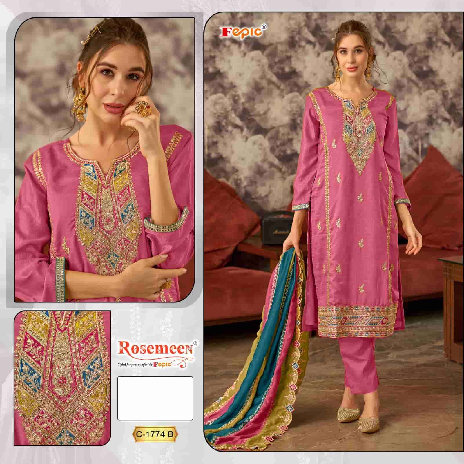 FEPIC C 1774 COLORS PAKISTANI FESTIVE WEAR DESIGNER SUIT 2024