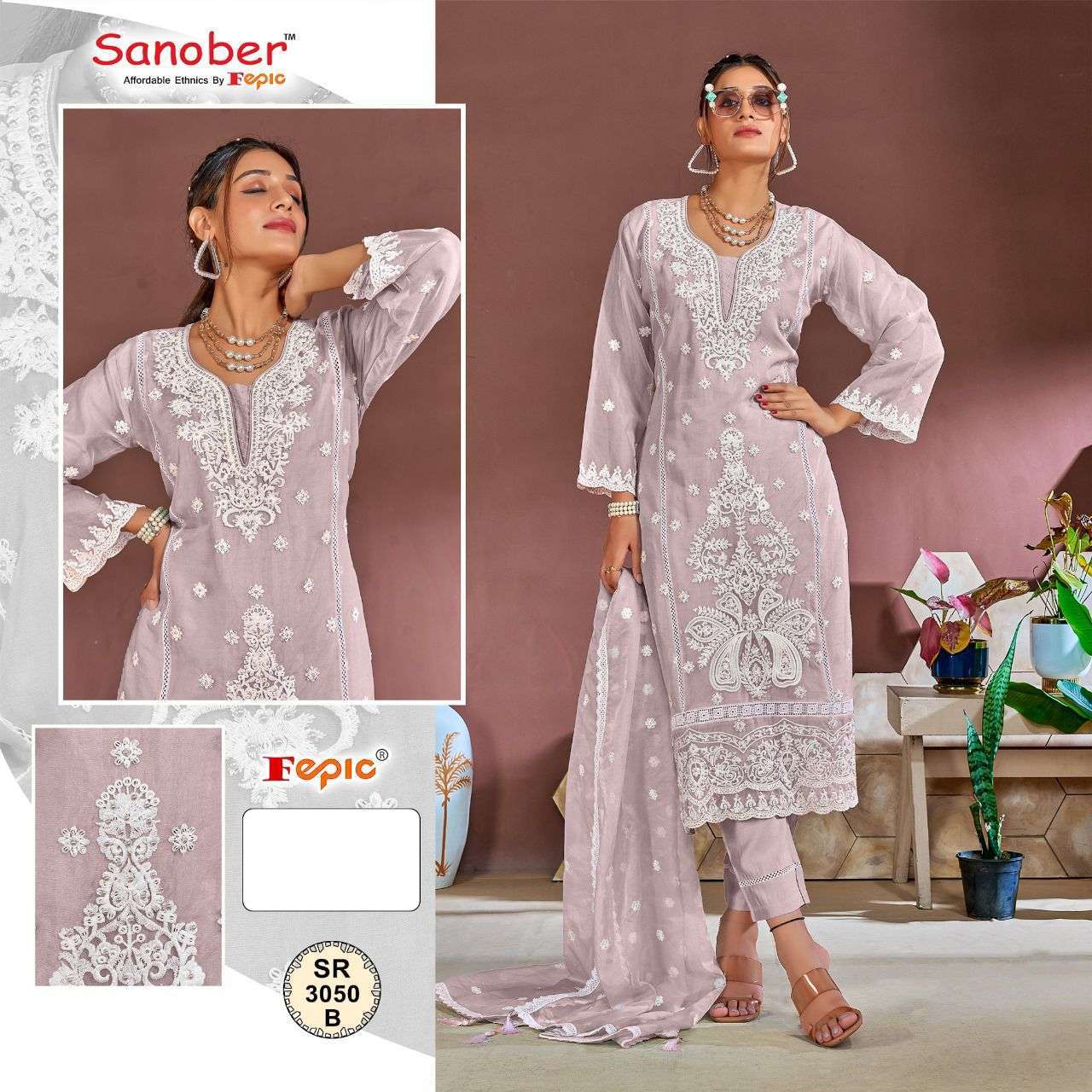 FEPIC SANOBER SR 3050 COLORS EMBROIDERY PAKISTANI SUIT WHOLESALE PRICE 