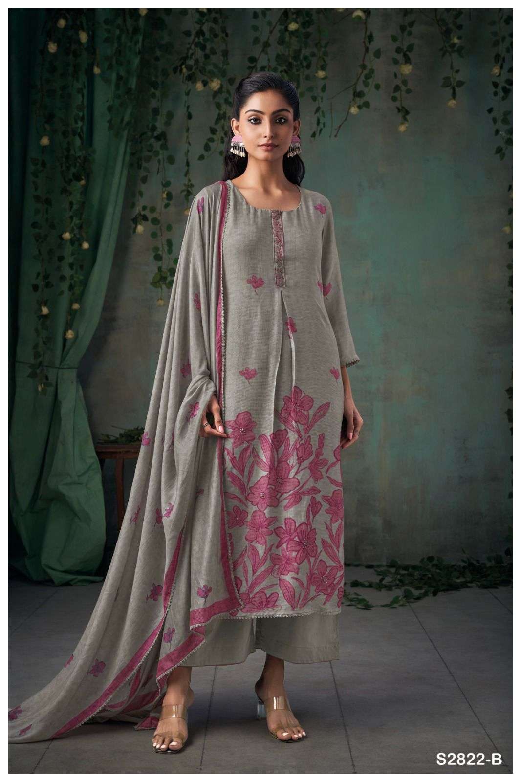 GANGA FASHION ROSAMINE 2822 FANCY SILK GANGA SUIT CATALOGUE WHOLESALE PRICE DEALER 