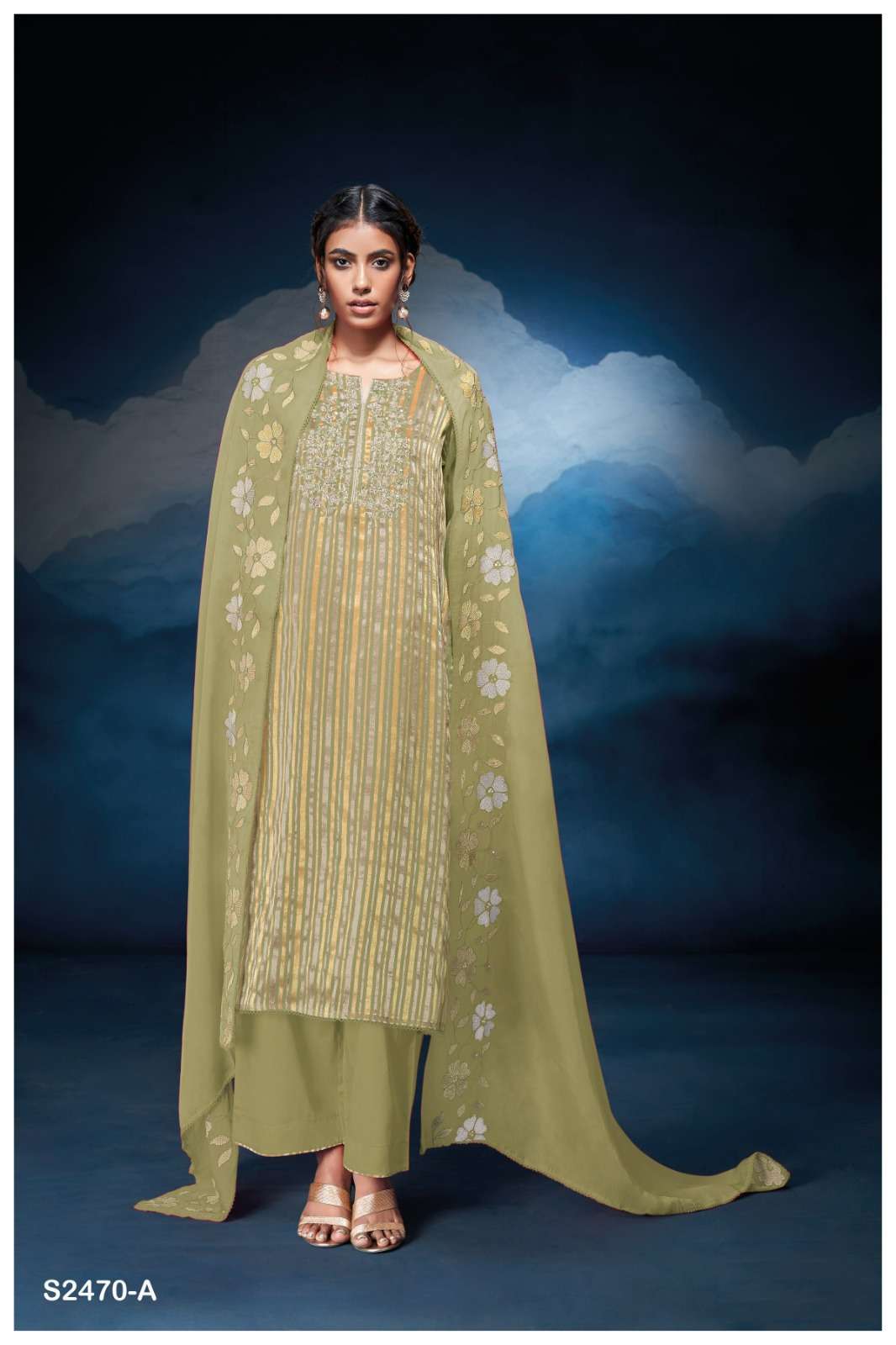 GANGA FASHION THEODORA 2470 ORGANZA PATTERN DESIGNER SUIT CATALOG EXPORTER 2024