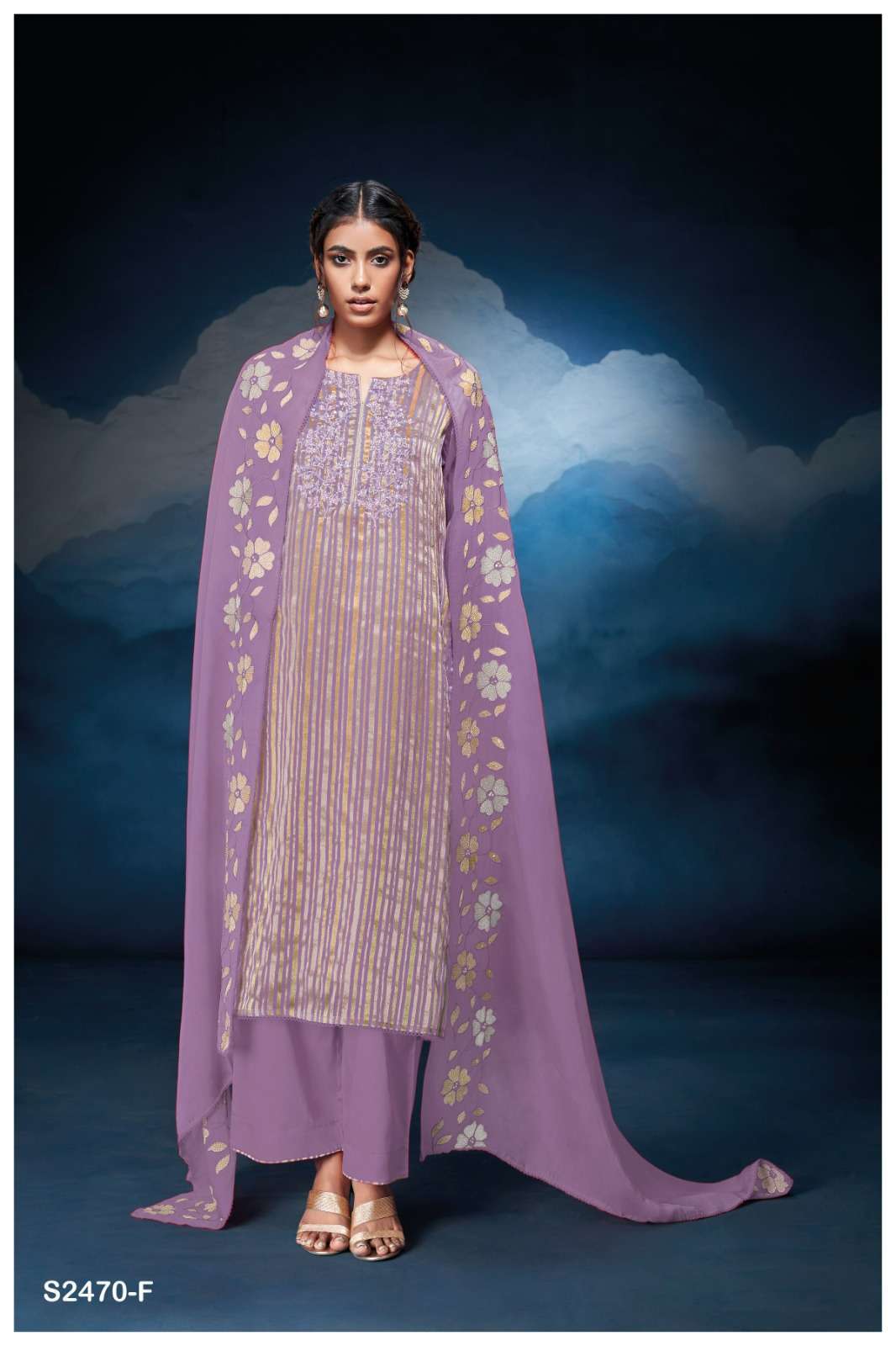 GANGA FASHION THEODORA 2470 ORGANZA PATTERN DESIGNER SUIT CATALOG EXPORTER 2024