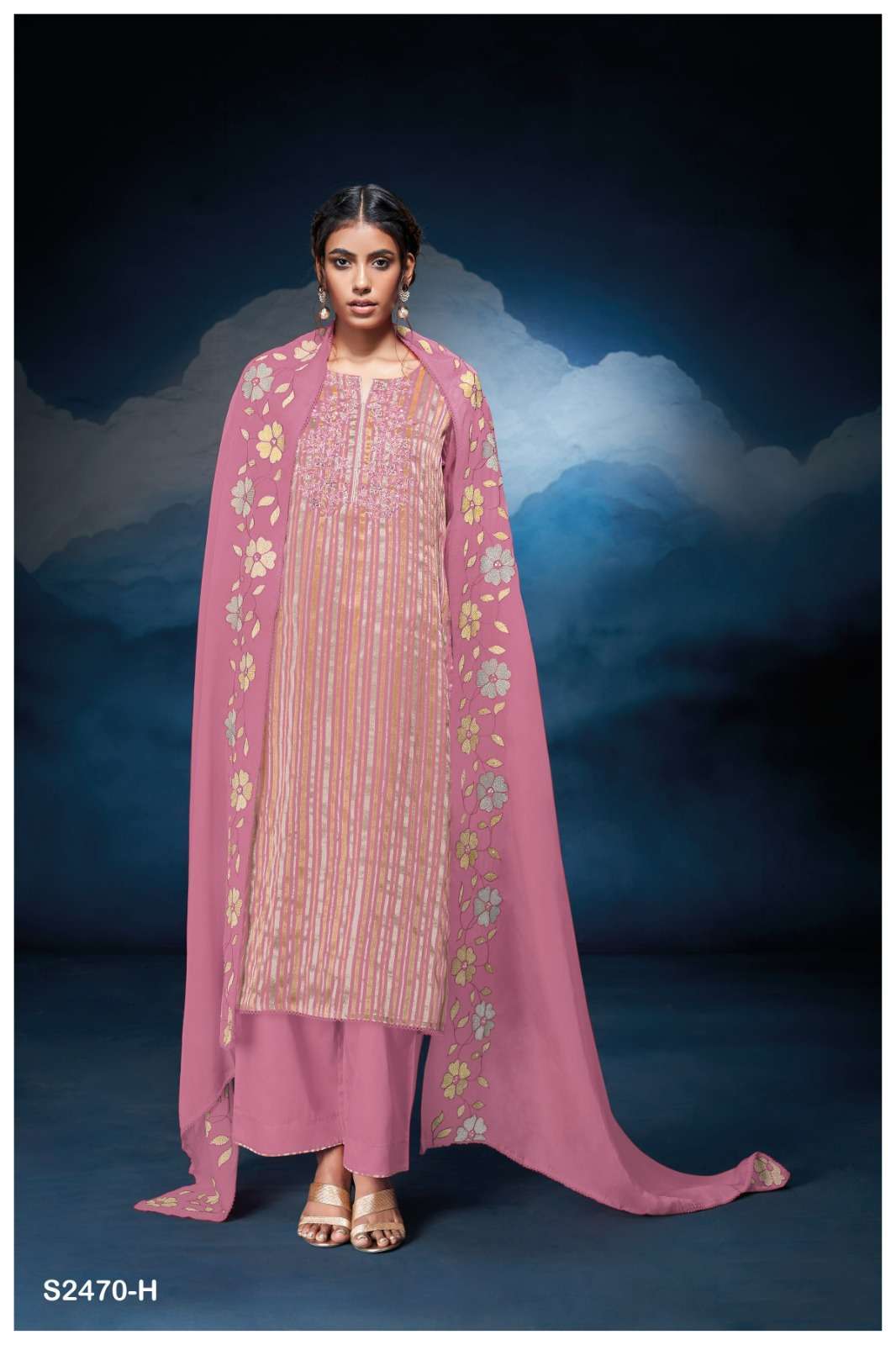 GANGA FASHION THEODORA 2470 ORGANZA PATTERN DESIGNER SUIT CATALOG EXPORTER 2024