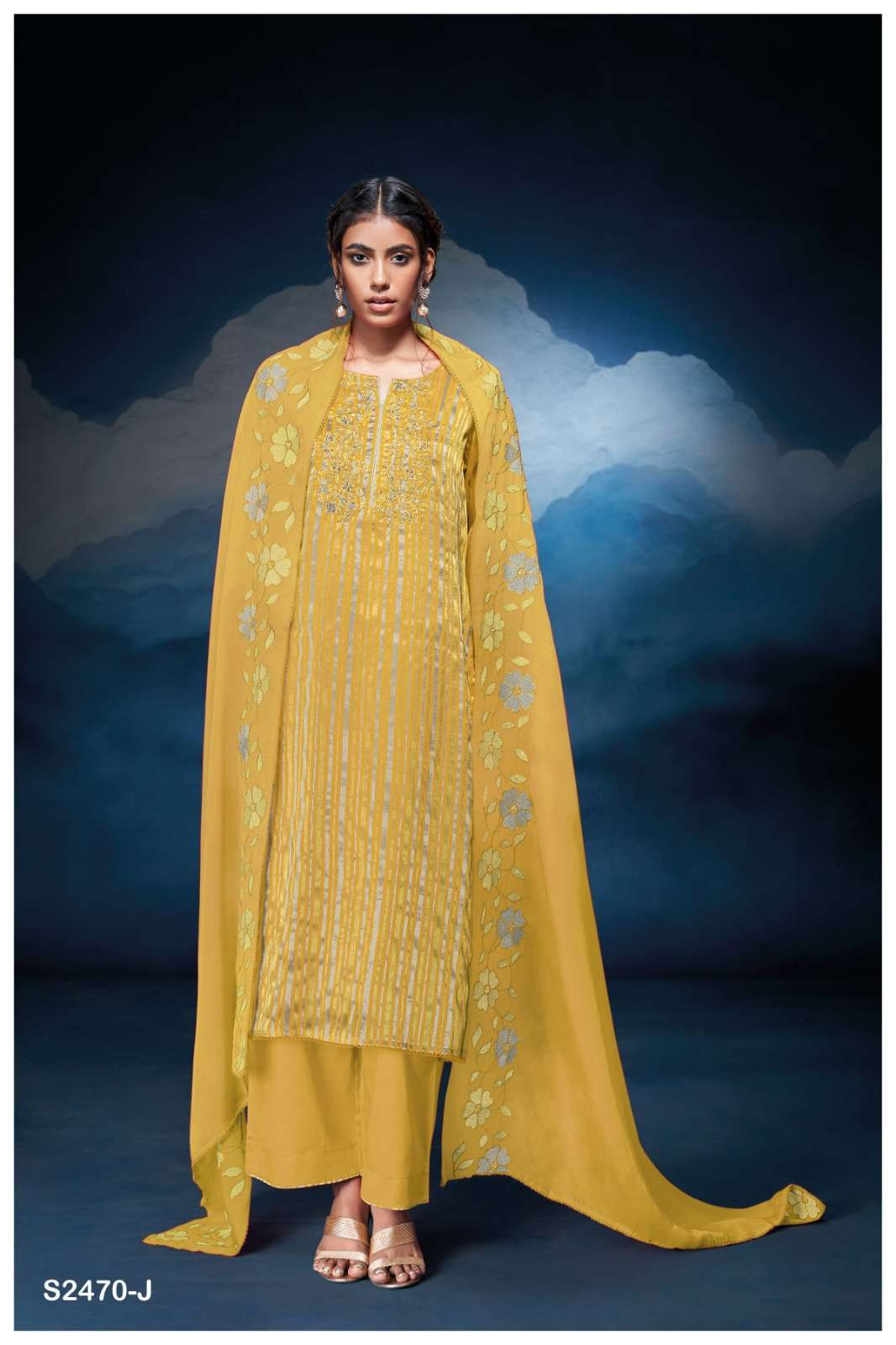 GANGA FASHION THEODORA 2470 ORGANZA PATTERN DESIGNER SUIT CATALOG EXPORTER 2024