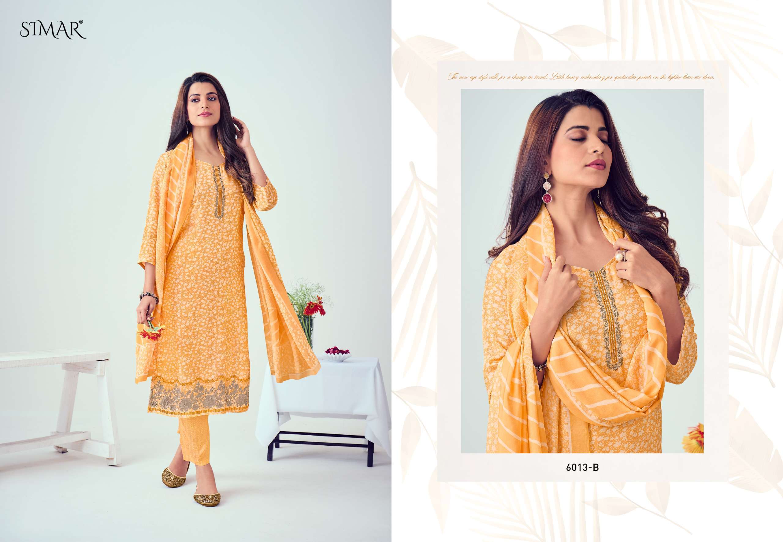 GLOSSY SIMAR SARINA 6013 PURE VISCOSE MUSLIN LADIES SUIT CATALOGUE BEST RATE SUPPLIER 