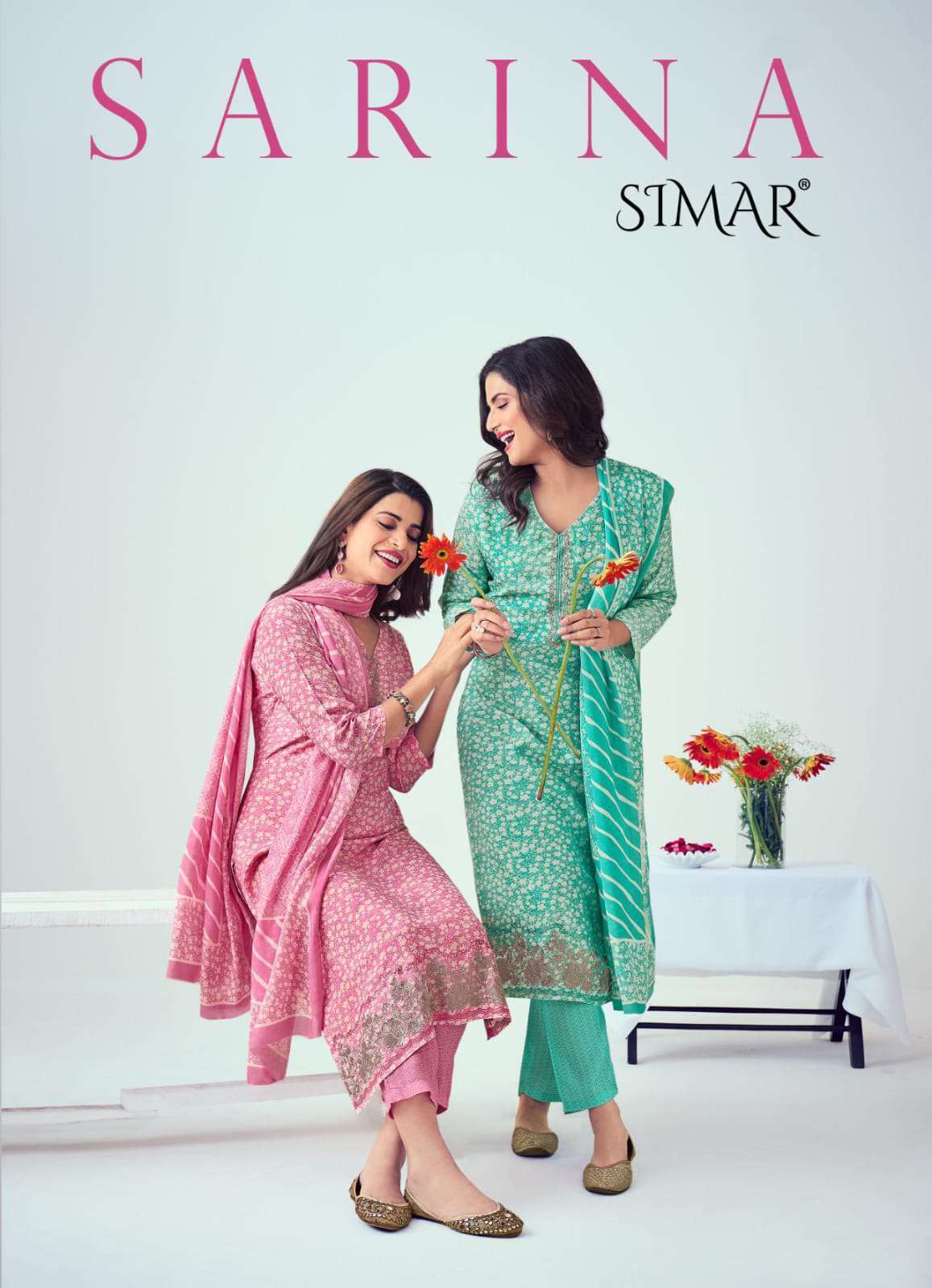 GLOSSY SIMAR SARINA 6013 PURE VISCOSE MUSLIN LADIES SUIT CATALOGUE BEST RATE SUPPLIER 