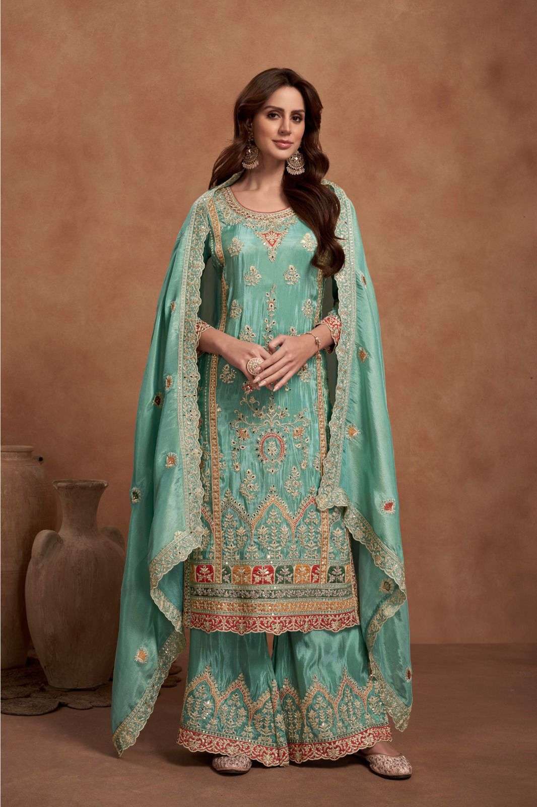 GULKAYRA QURBAT PARTYWEAR DESIGNER WORK PALAZOO SUIT CATALOG SUPPLIER 2024