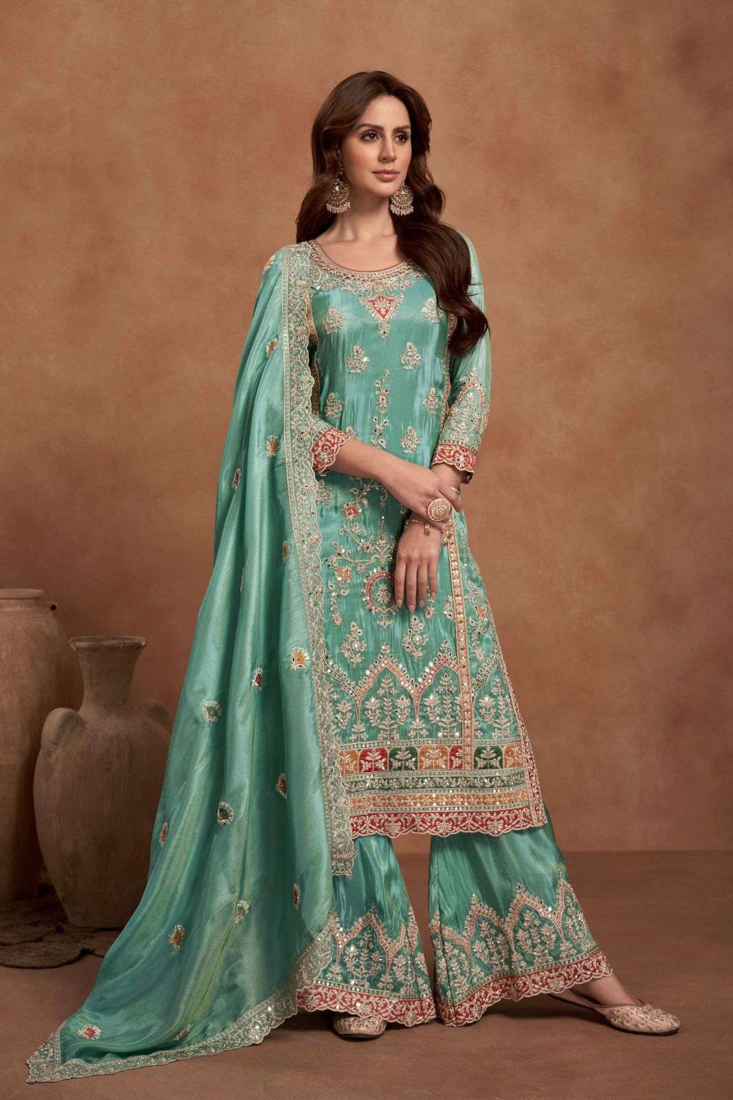 GULKAYRA QURBAT PARTYWEAR DESIGNER WORK PALAZOO SUIT CATALOG SUPPLIER 2024