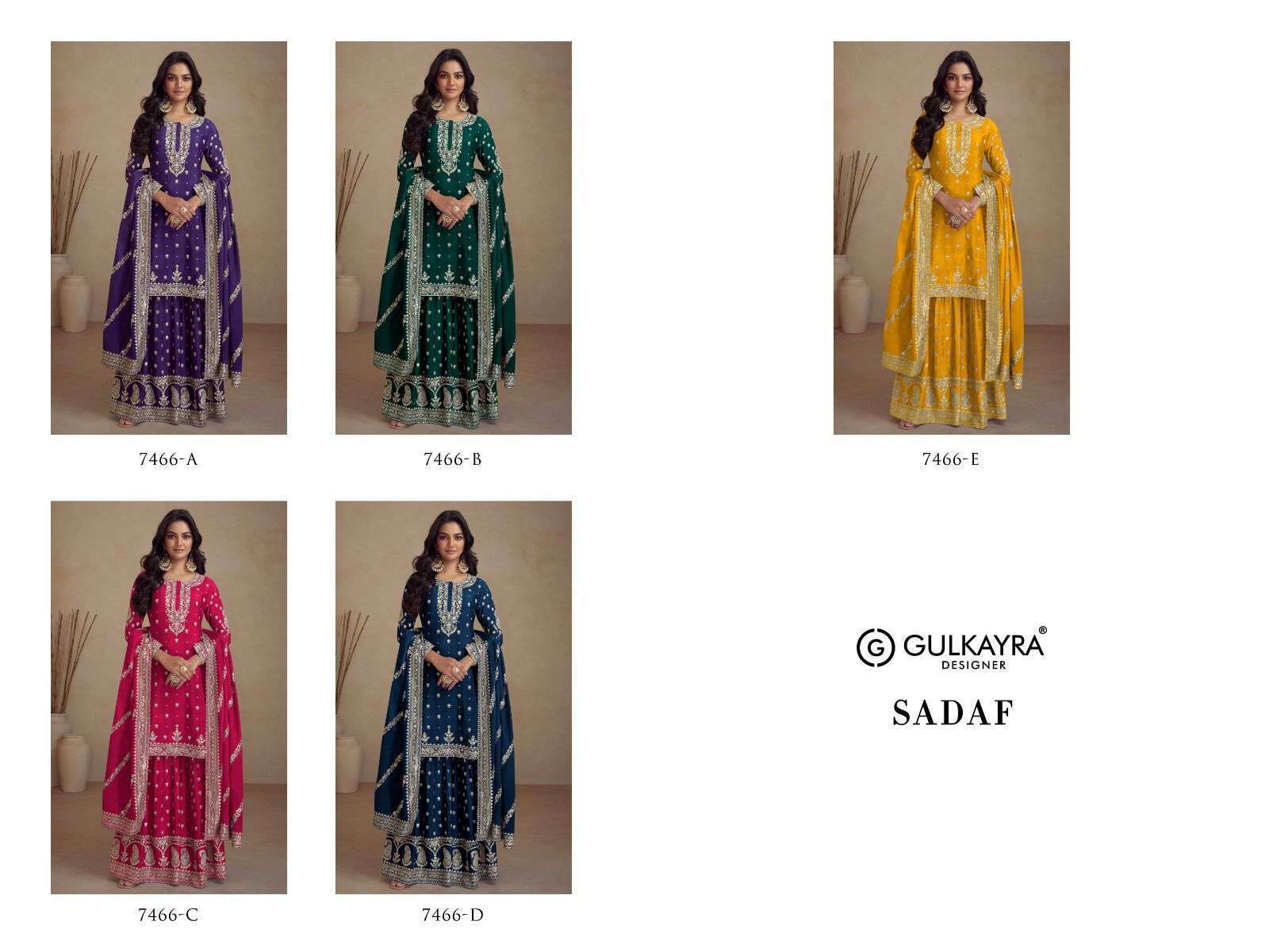 GULKAYRA SADAF 7466 COLORS WEDDING WEAR DESIGNER LATEST NEW CATALOGUE BEST RATE 