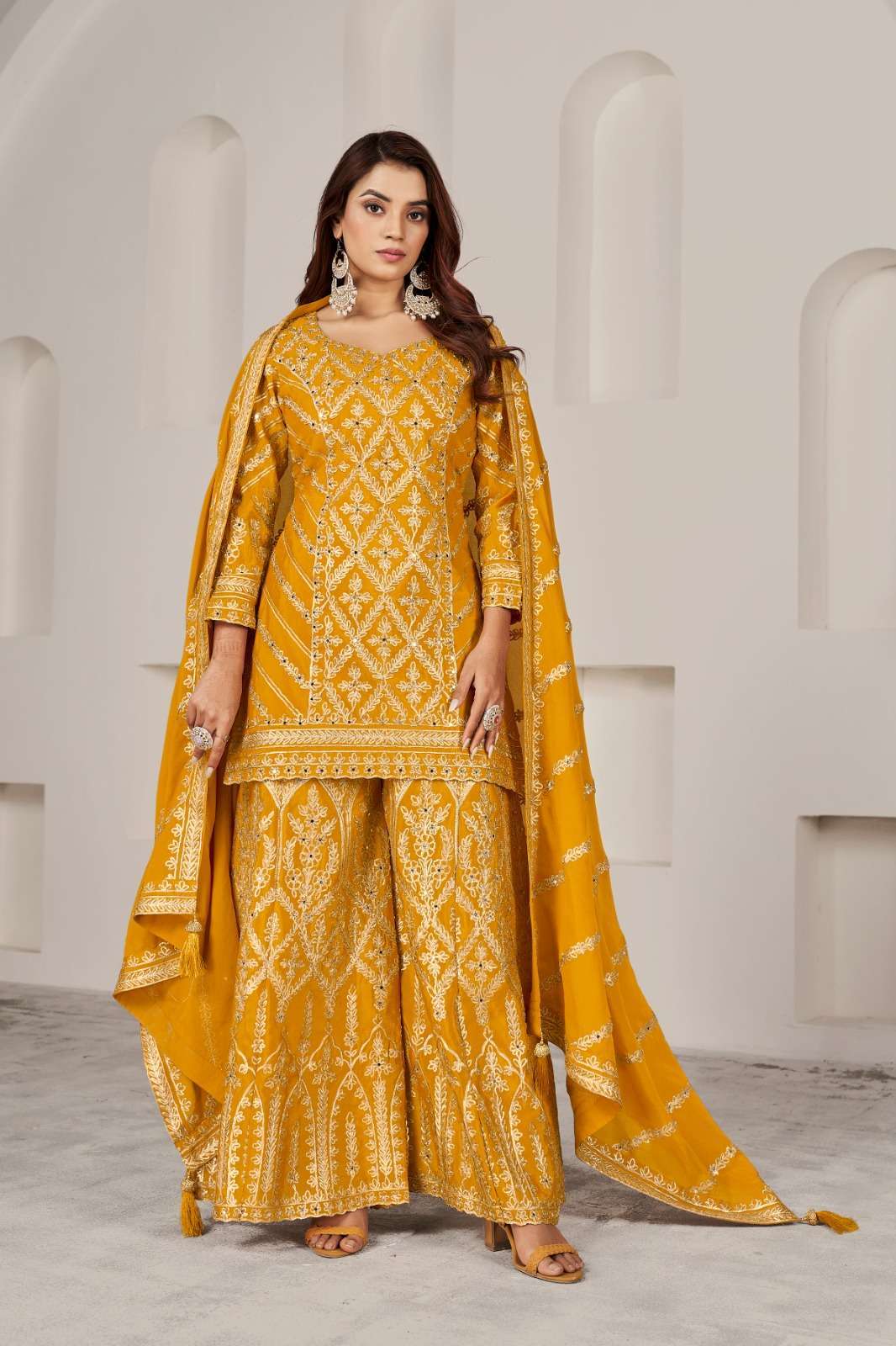 GULZAR GOTAKARI 2091 TO 2093 WEDDING WEAR DESIGNER PALAZOO DRESS LATEST CATALOGUE SUPPLIER 2024