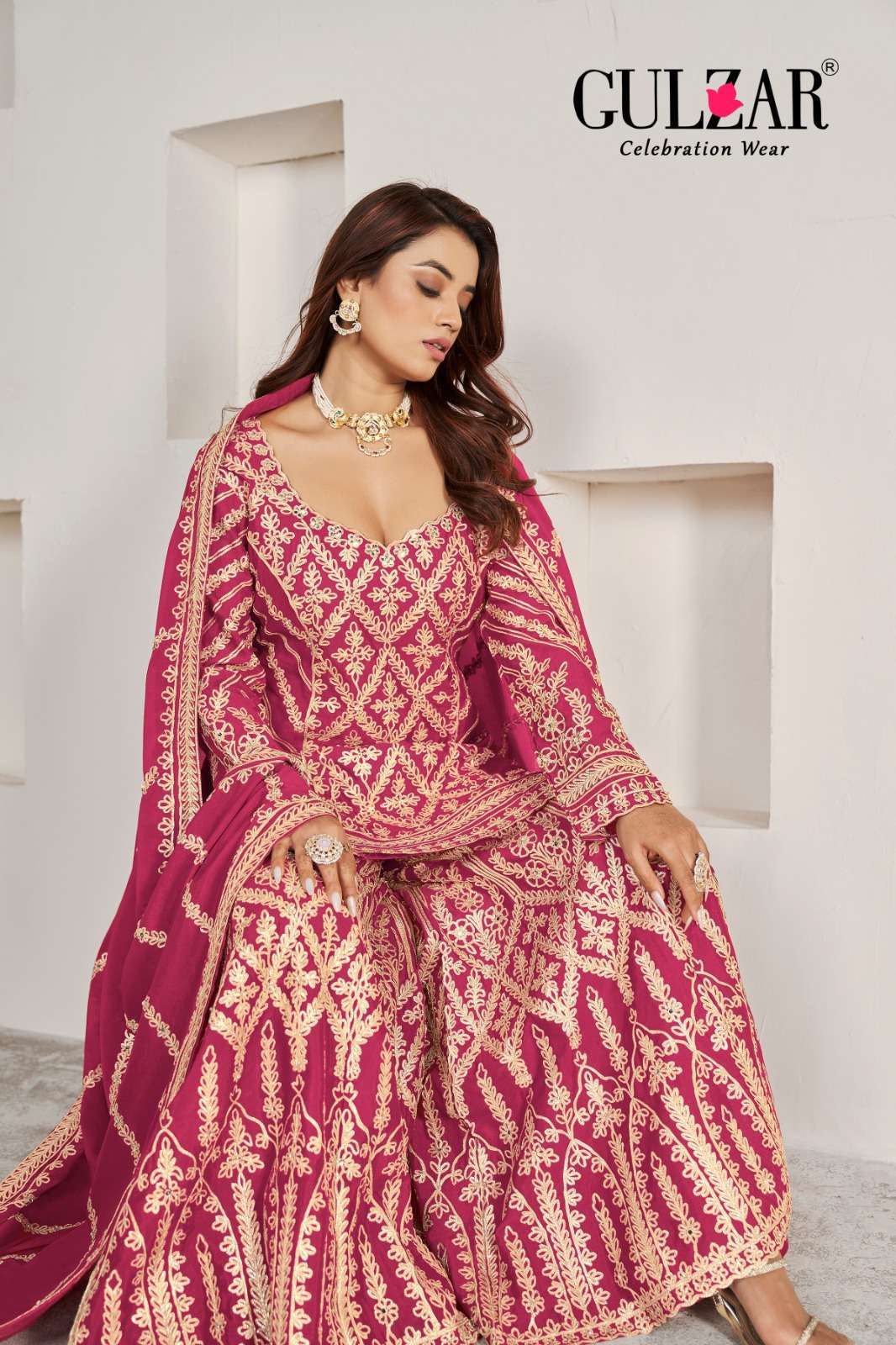 GULZAR GOTAKARI 2091 TO 2093 WEDDING WEAR DESIGNER PALAZOO DRESS LATEST CATALOGUE SUPPLIER 2024